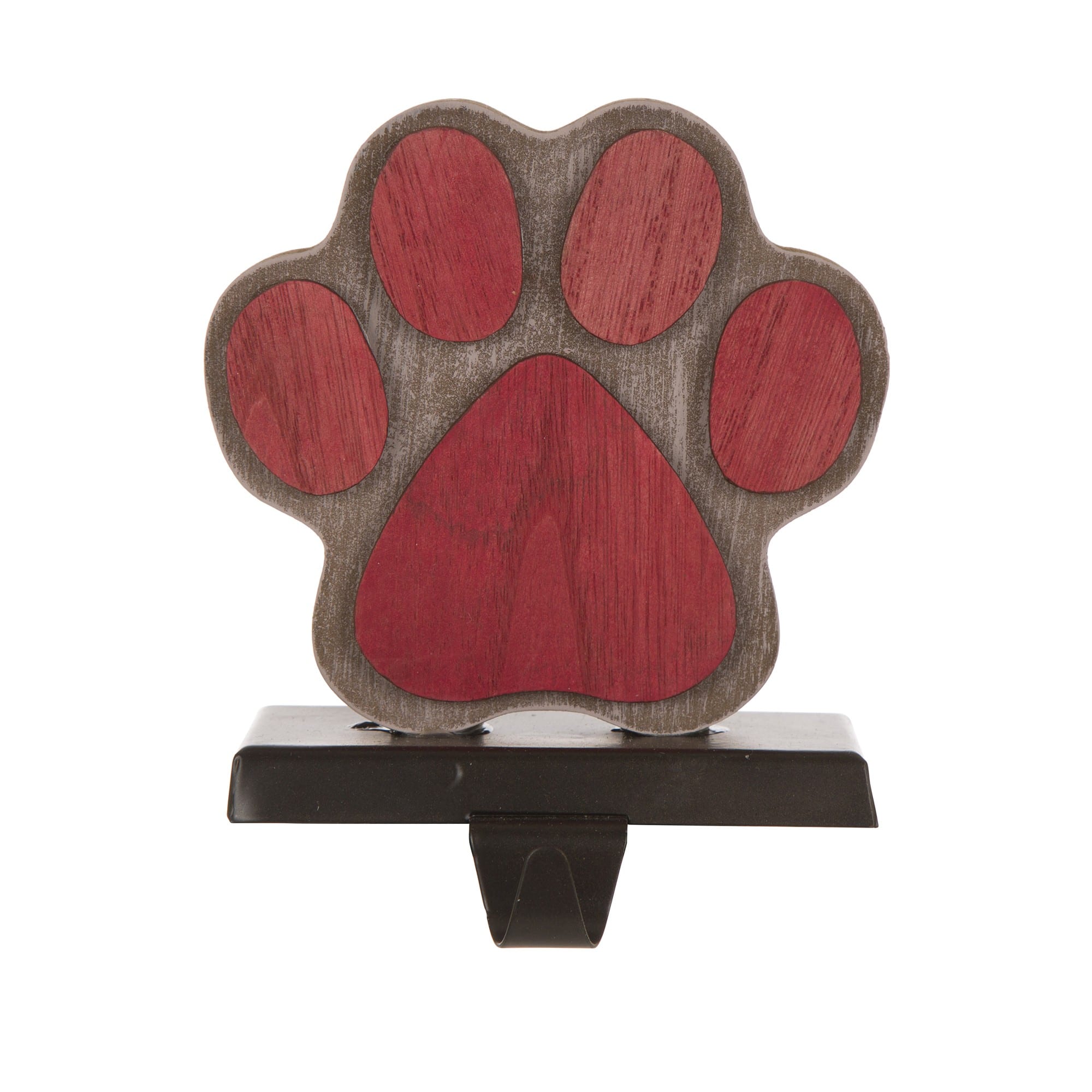 Glitzhome® 6.3" Red & Brown Paw Stocking Holder
