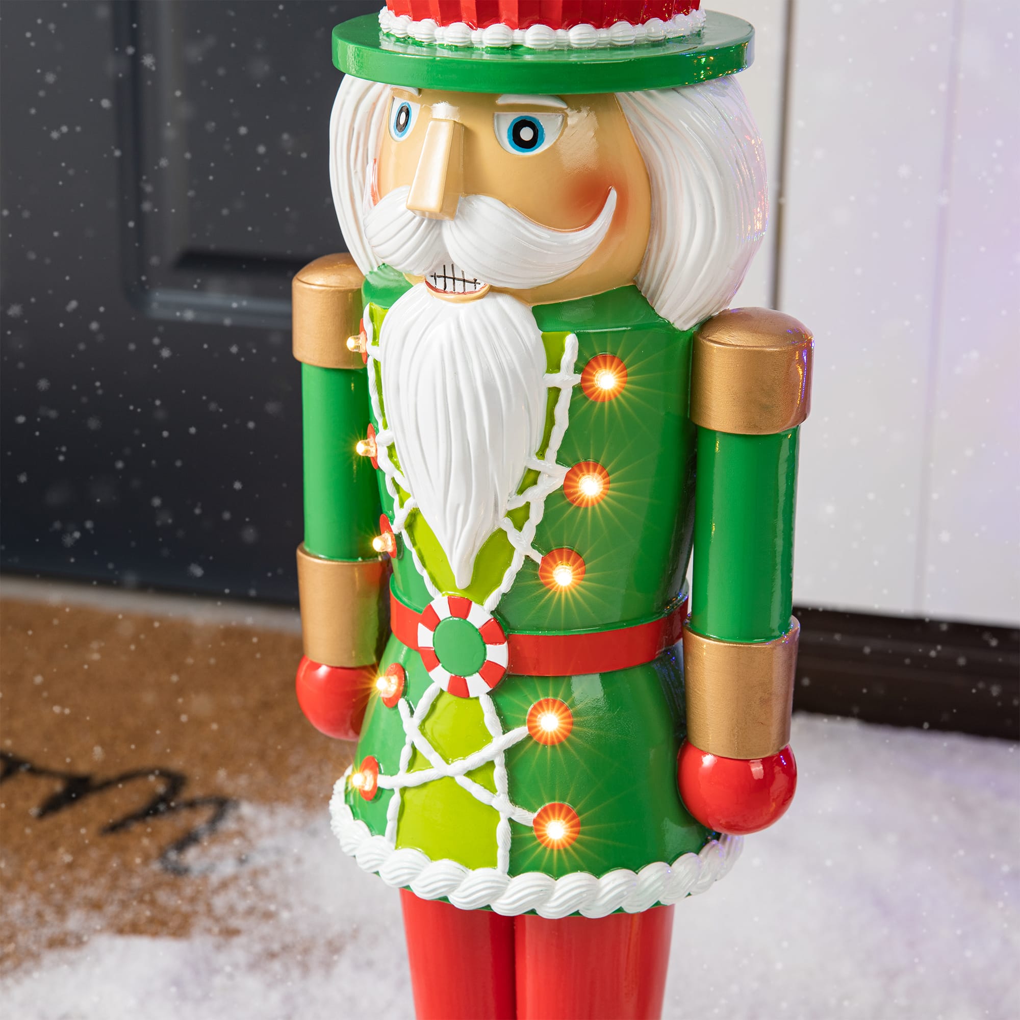 Glitzhome® 28" Pre-Lit Christmas Nutcracker Porch Décor with Timer