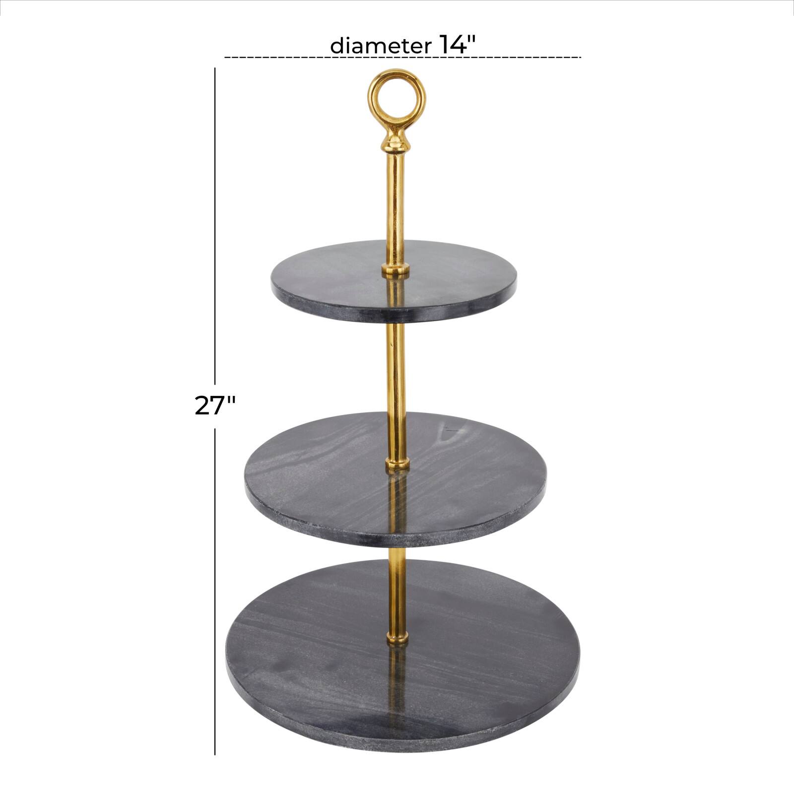 Gray Marble Natural Tiered Server, 27" x 14" x 14"