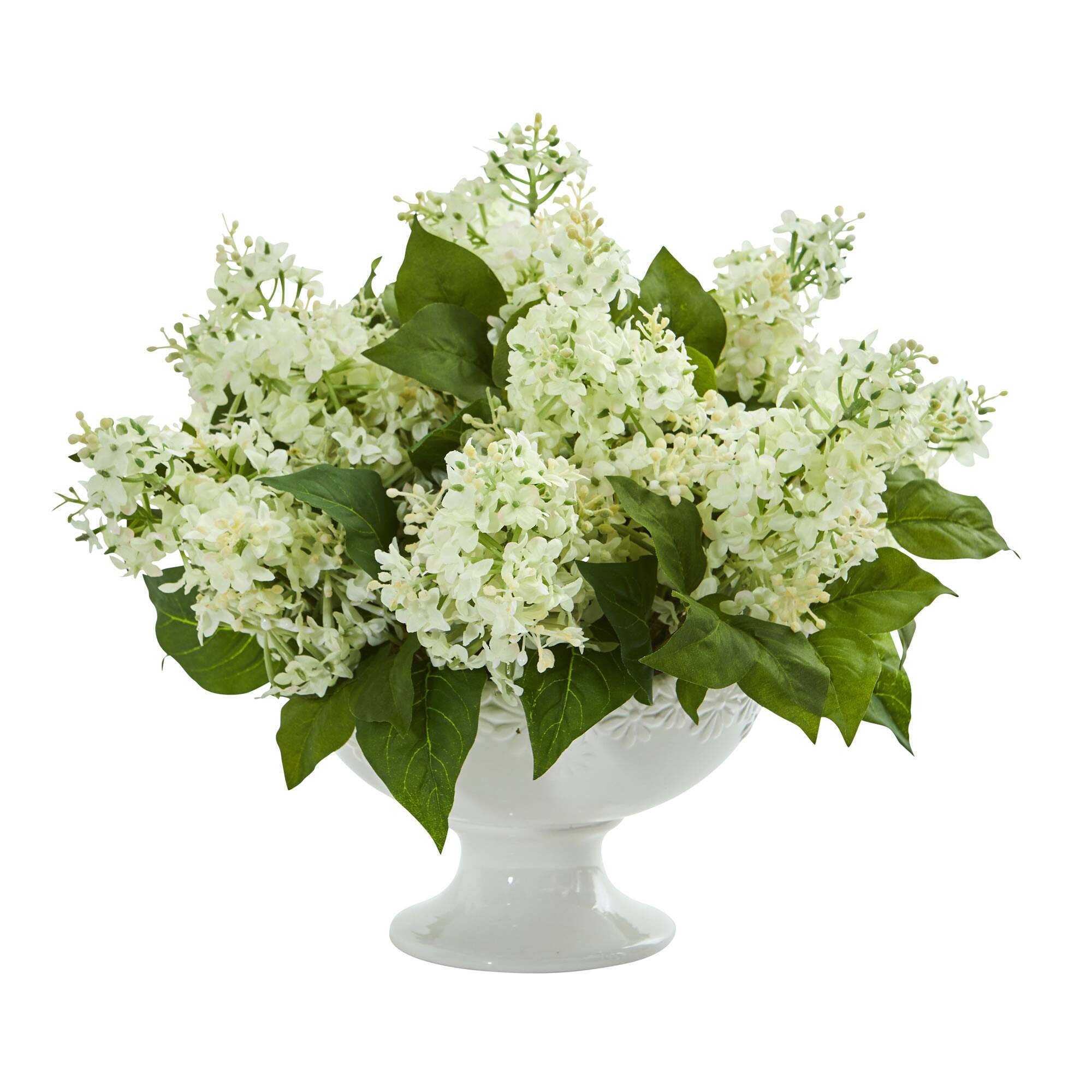 14" Lilac Arrangement in White Vase