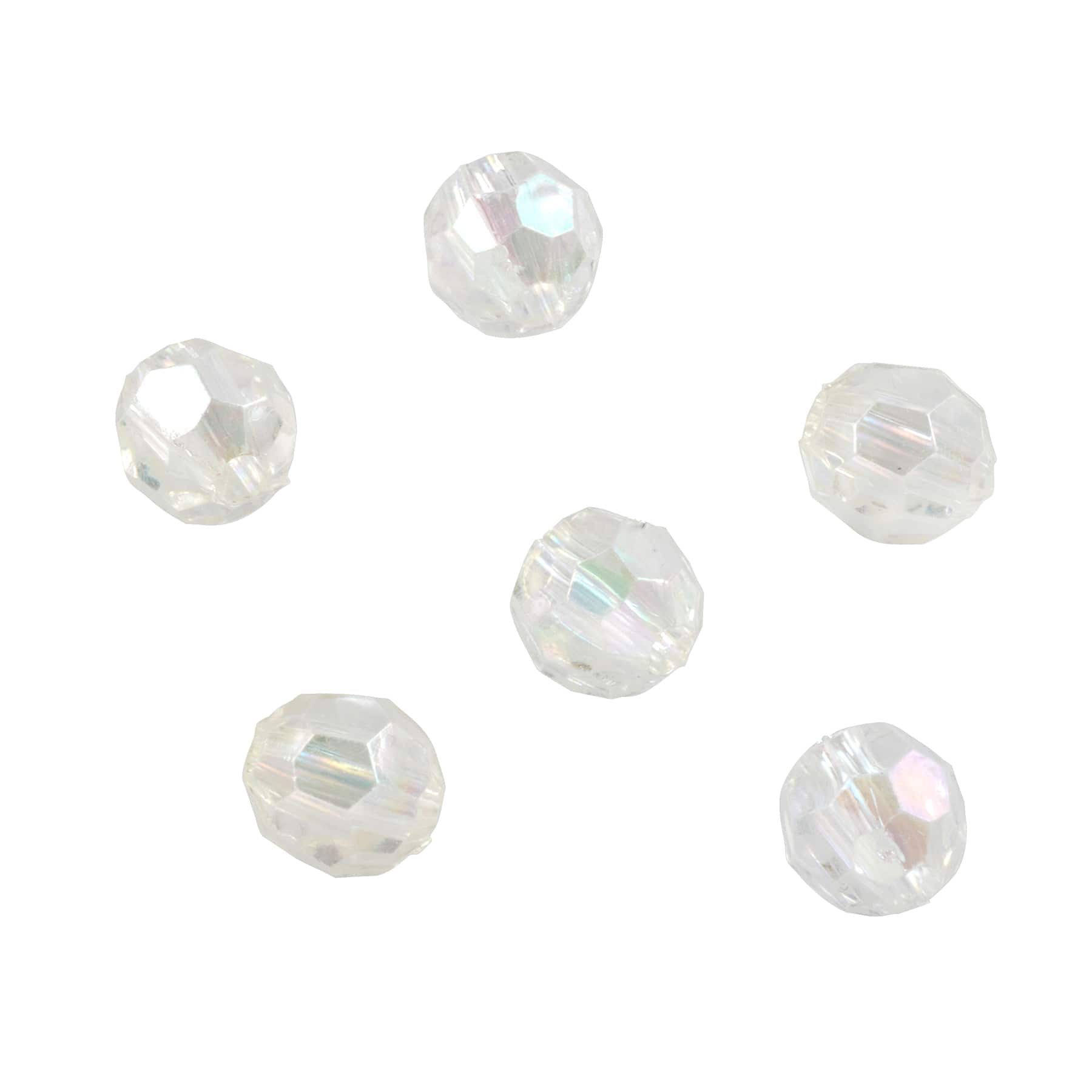 Clear Aurora Borealis Faceted Acrylic Round Craft Beads by Bead Landing™, 8mm