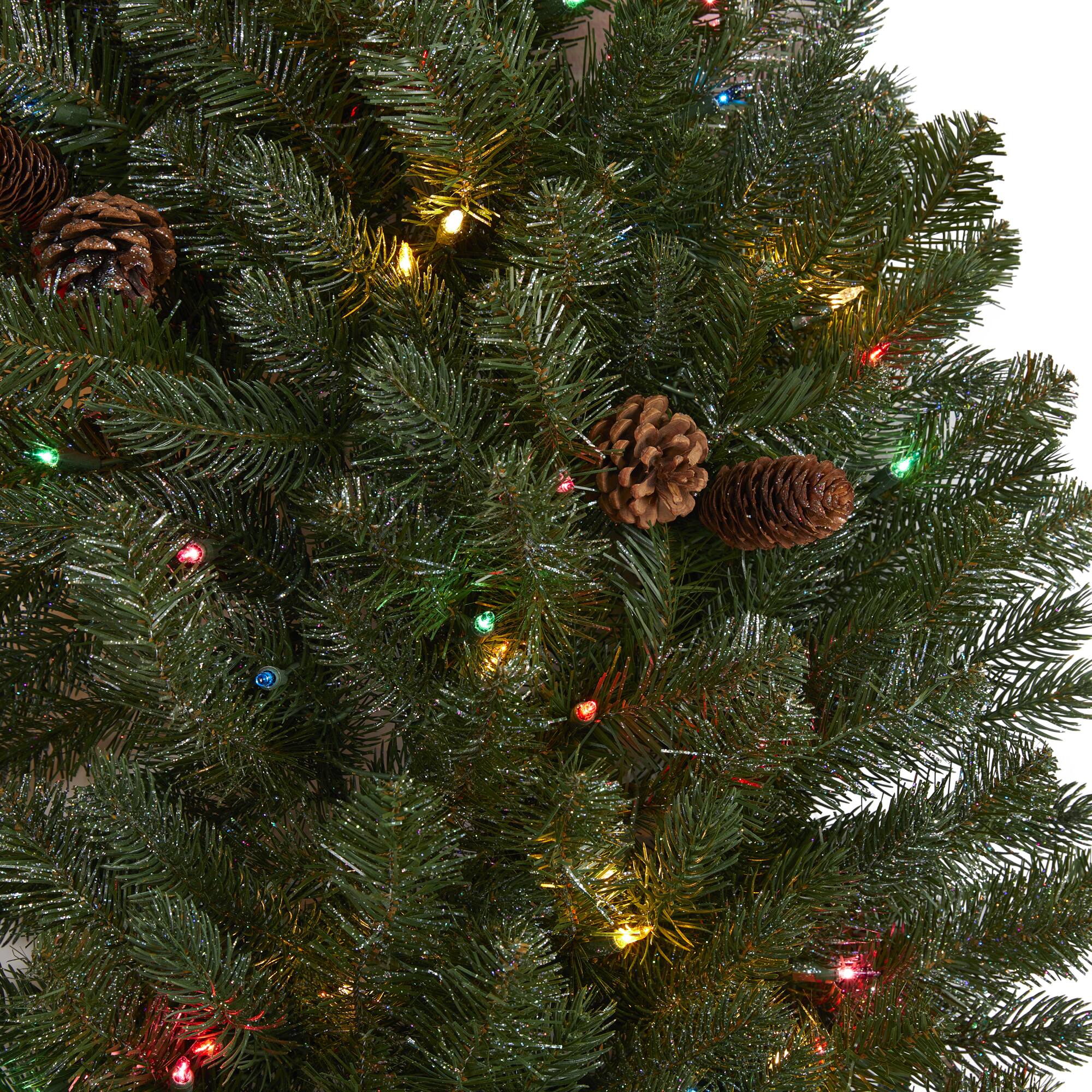 5ft. Pre-Lit Flocked Pine & Pinecone Artificial Christmas Wreath