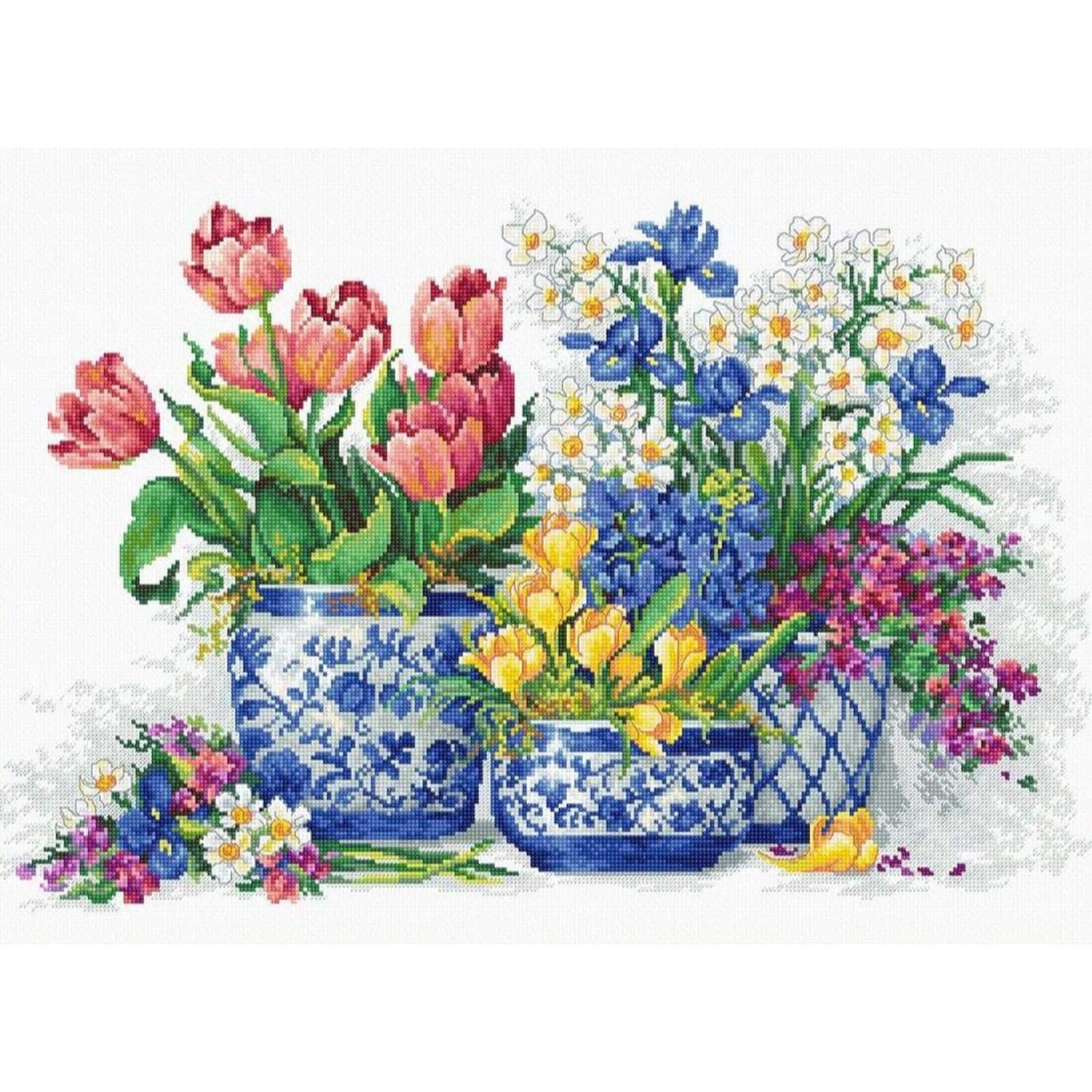 Luca-S Spring Flowers Counted Cross Stitch Kit