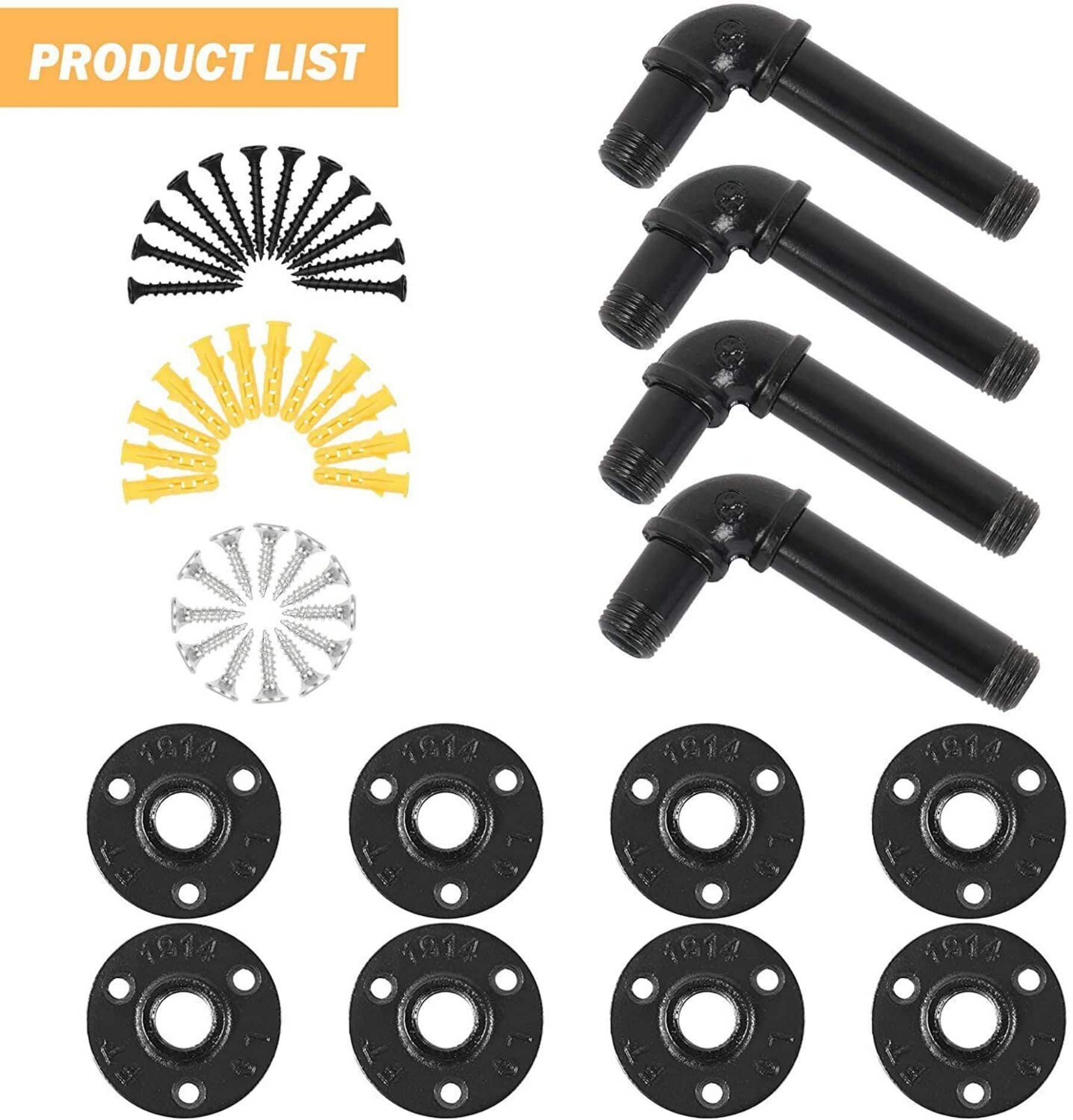 NEX™ Black Industrial Pipe Wall Shelf Brackets, 4ct.