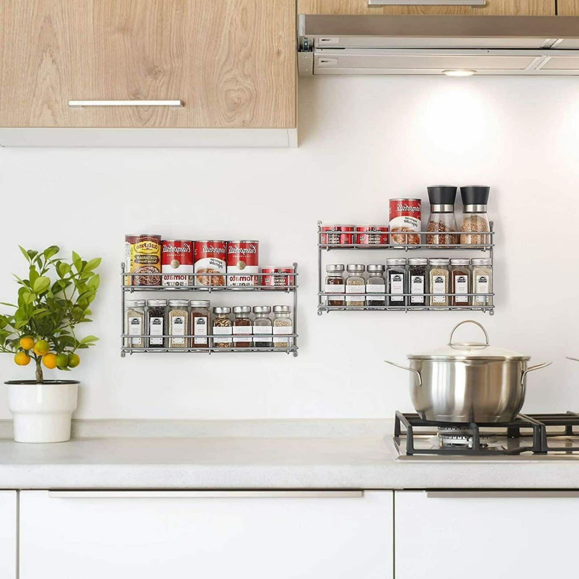 NEX™ 2-Tier Wall-Mounted Seasonings Jar Storage Rack, 2ct.