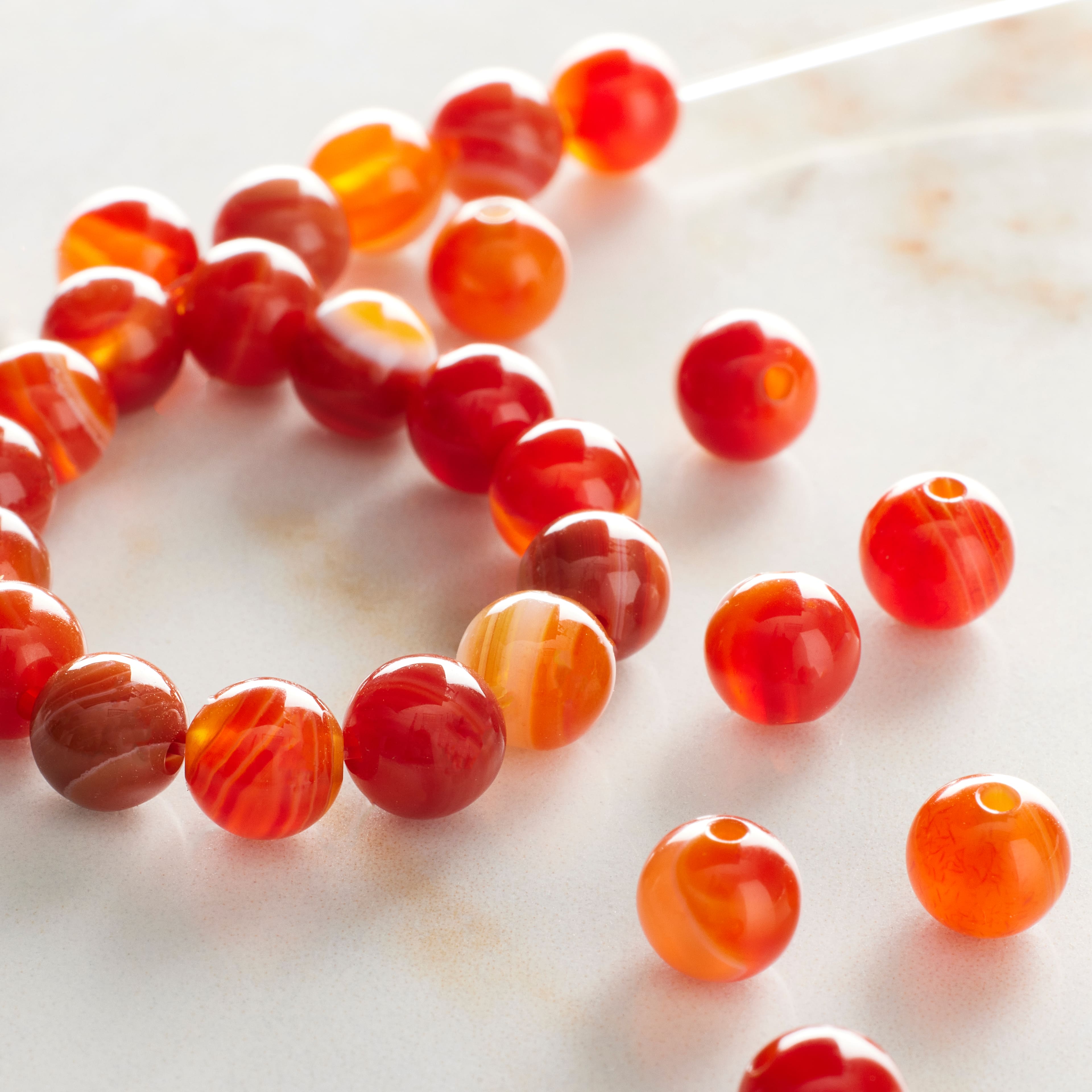 12 Pack:  Amber Banded Agate Round Beads, 6mm by Bead Landing™