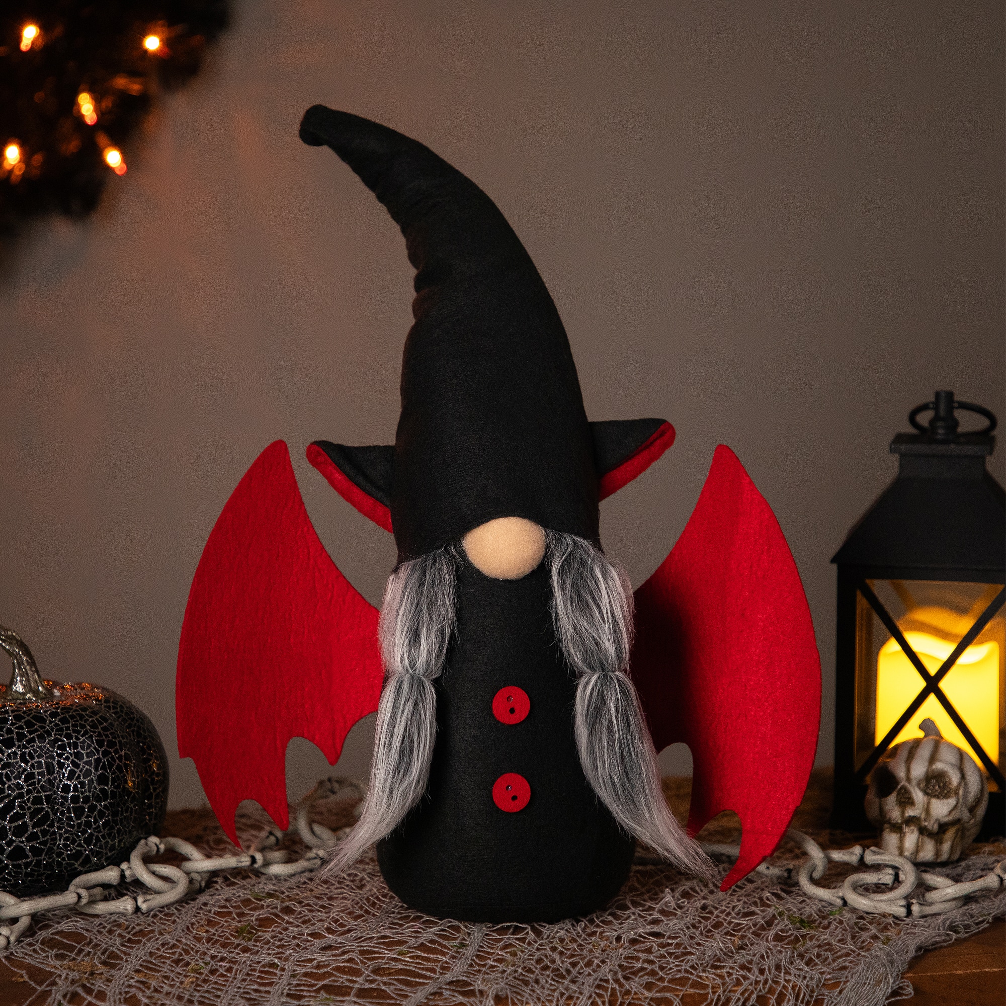 18" Female Black & Red Halloween Gnome with Bat Wings By Northlight in Black/Red | 12.5" x 12.5" x 5" | Michaels®