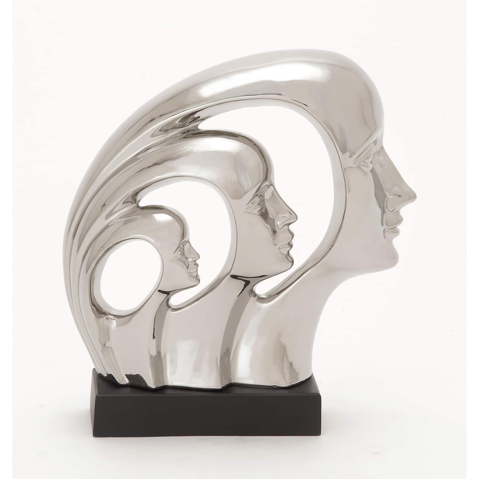 12" Silver Porcelain Contemporary Family Sculpture