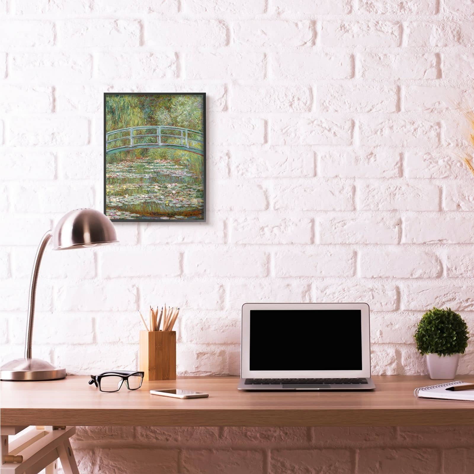 Stupell Industries Bridge Over Lilies Monet with Black Frame Wall Accent