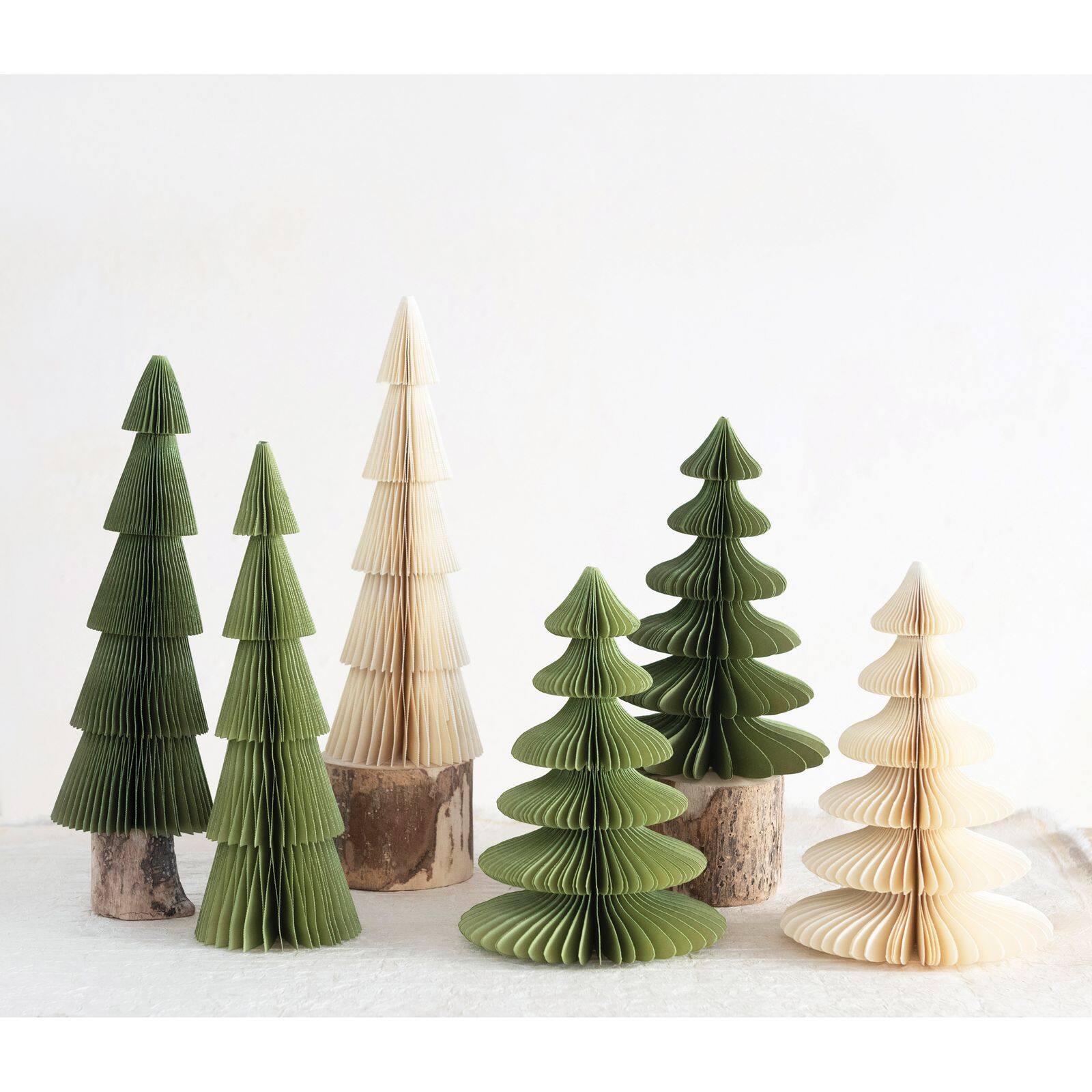 Hello Honey® 12" Green & Cream Paper Honeycomb Tree Set