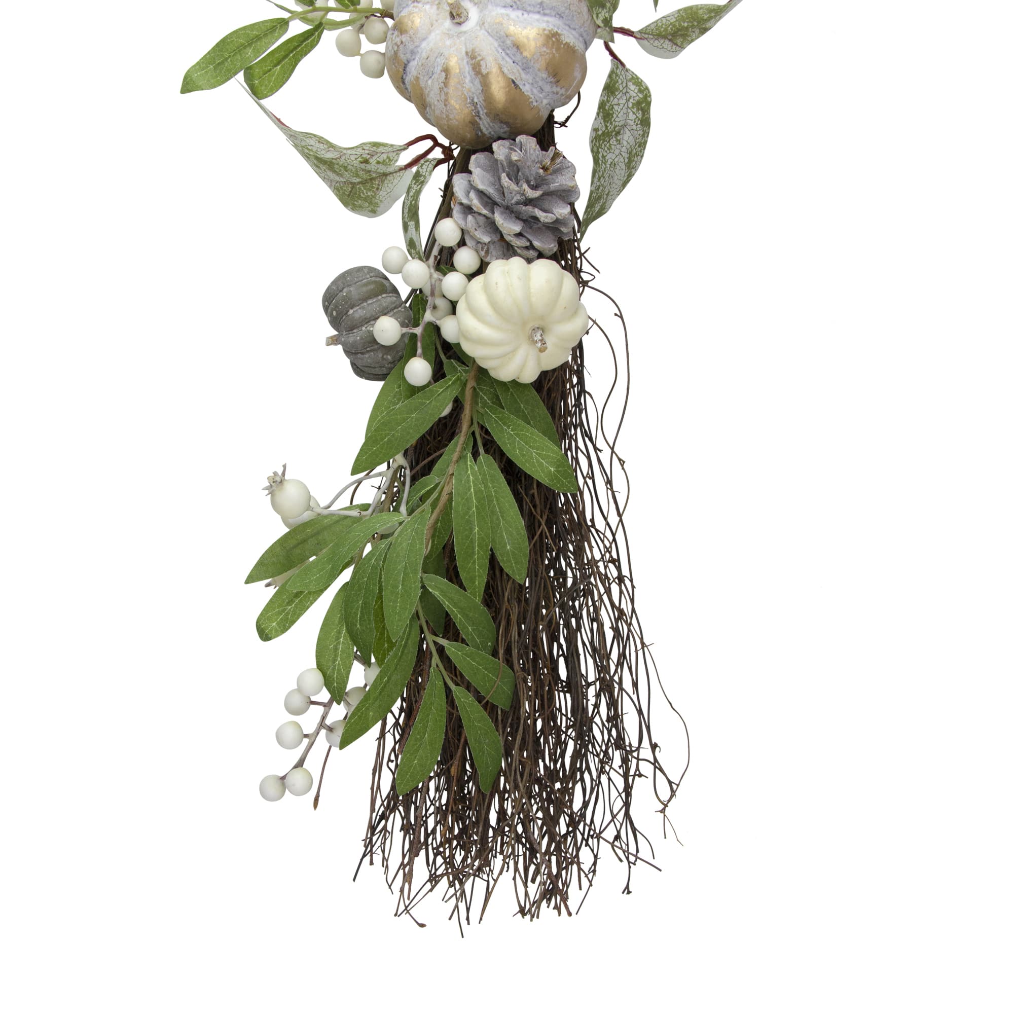 2.1ft. Pumpkin, Berries & Leaves Twig Fall Harvest Thanksgiving Swag