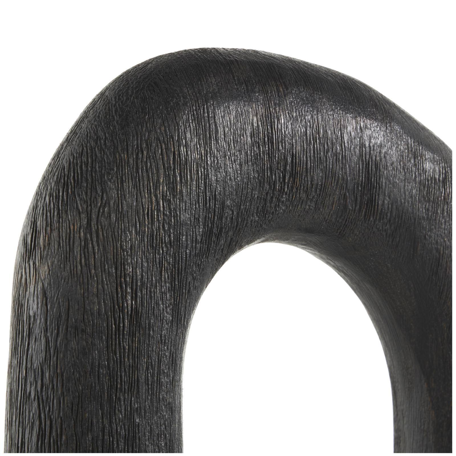 Black Mango Wood Abstract Oval Sculpture Set
