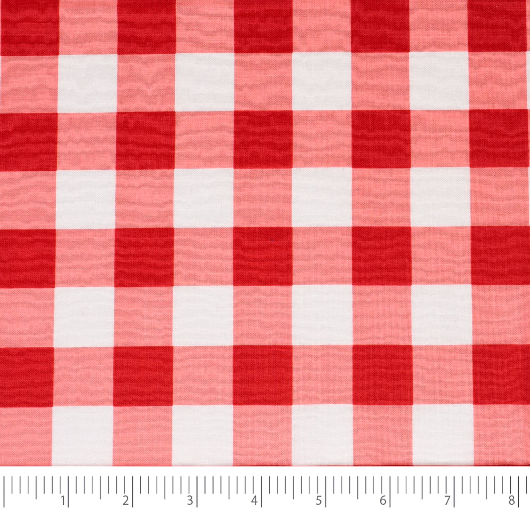 SINGER Red Gingham Print Ringspun Cotton Fabric