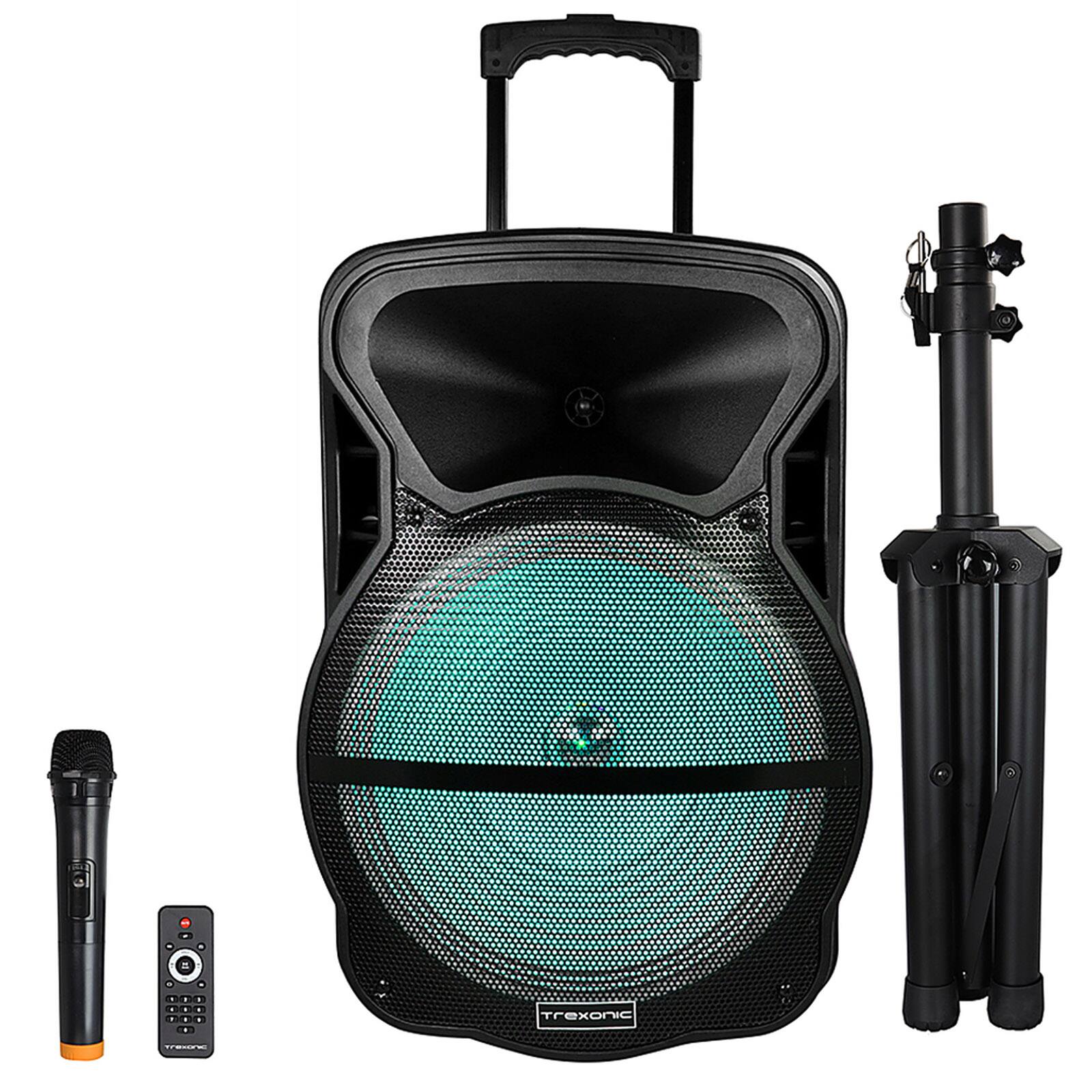 Trexonic Combination 15" Bluetooth Portable Speaker and Tripod Stand With Reactive Lights
