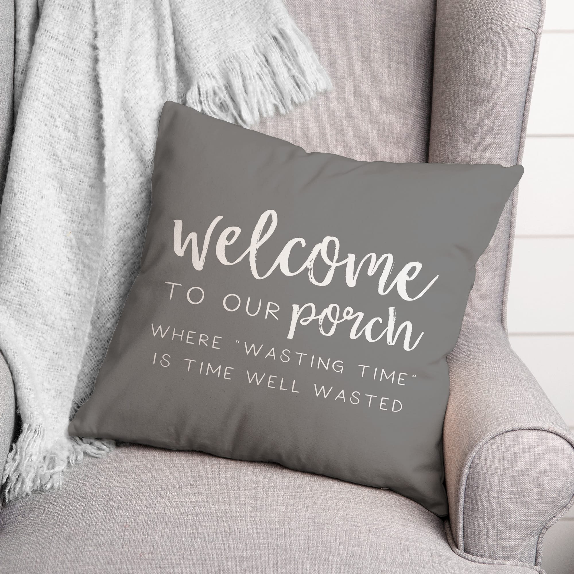 18" x 18" Welcome to Our Porch Versatile Throw Pillow
