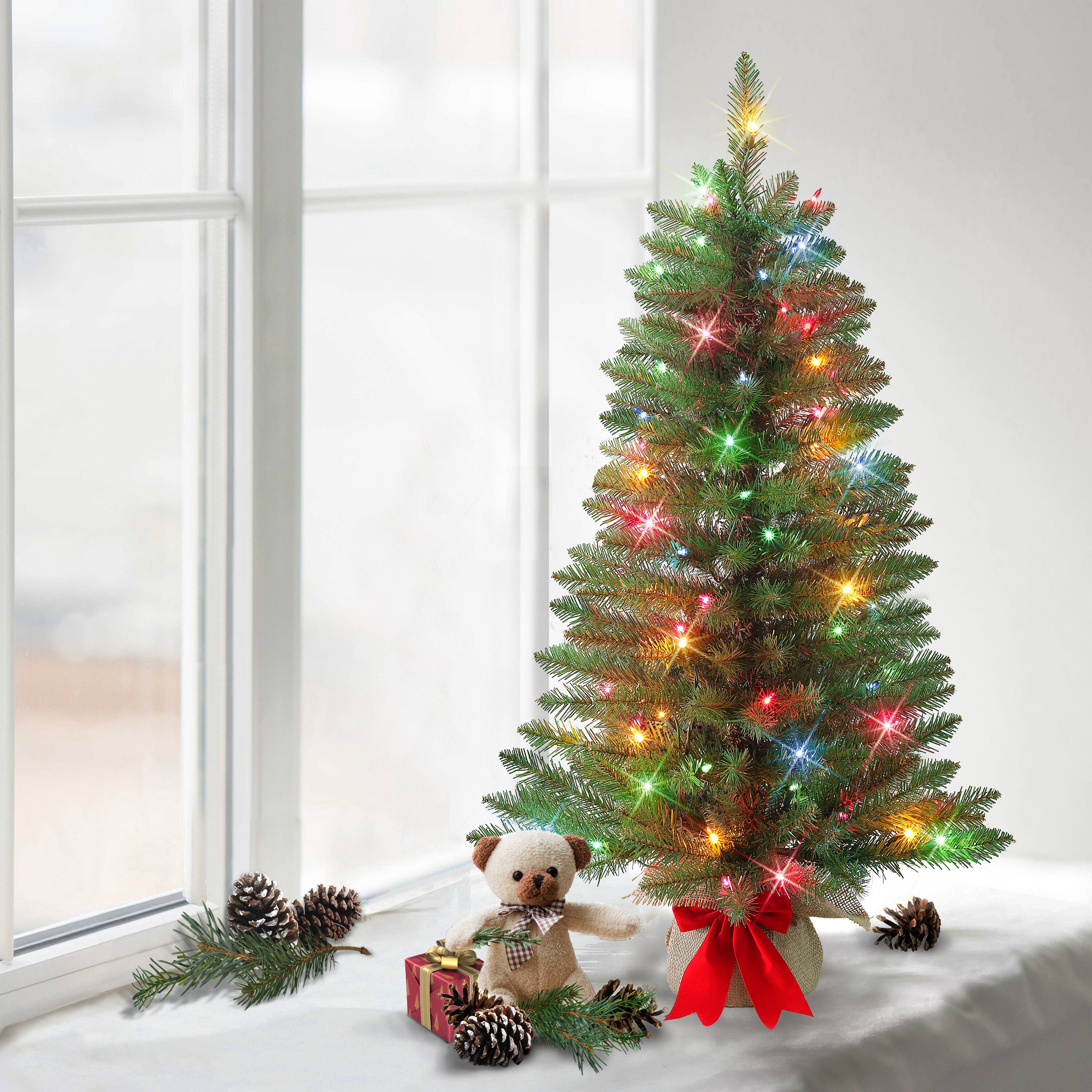 3ft. Pre-Lit Artificial Fraser Fir Tree, Multicolor Lights