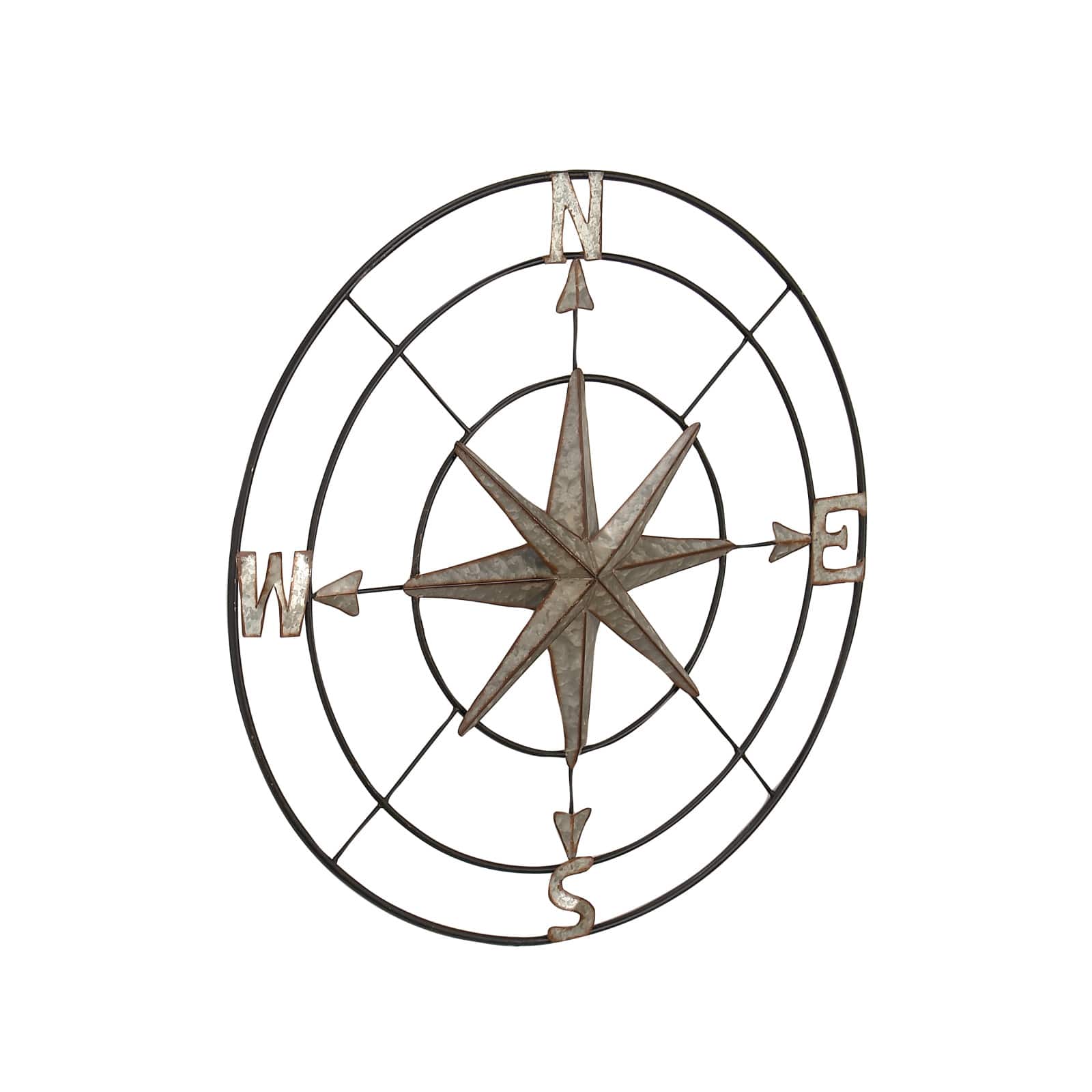 Gray Compass Metal Farmhouse Wall Decor