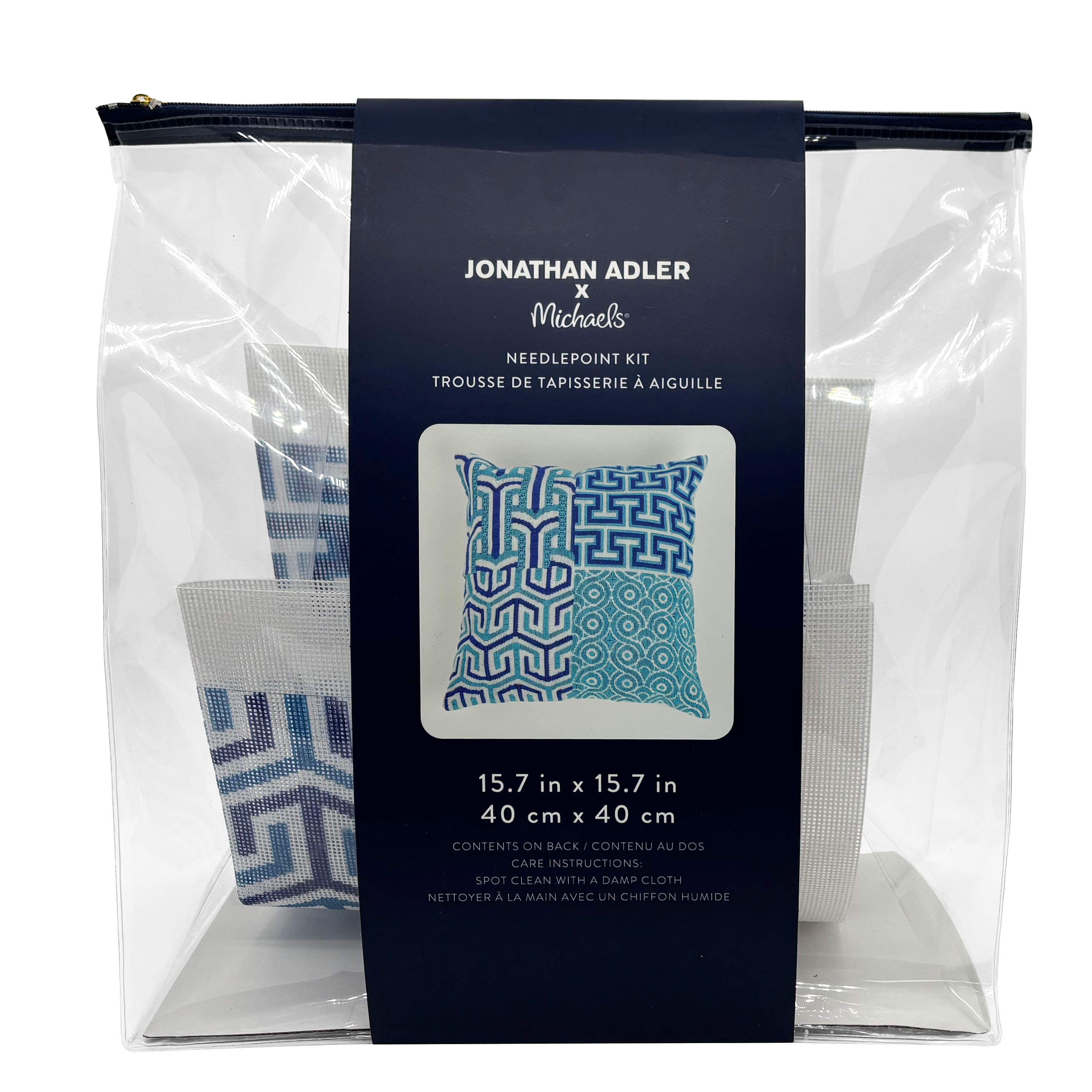 Jonathan Adler x Michaels Blue & White Sampler Needlepoint Pillowcase Kit