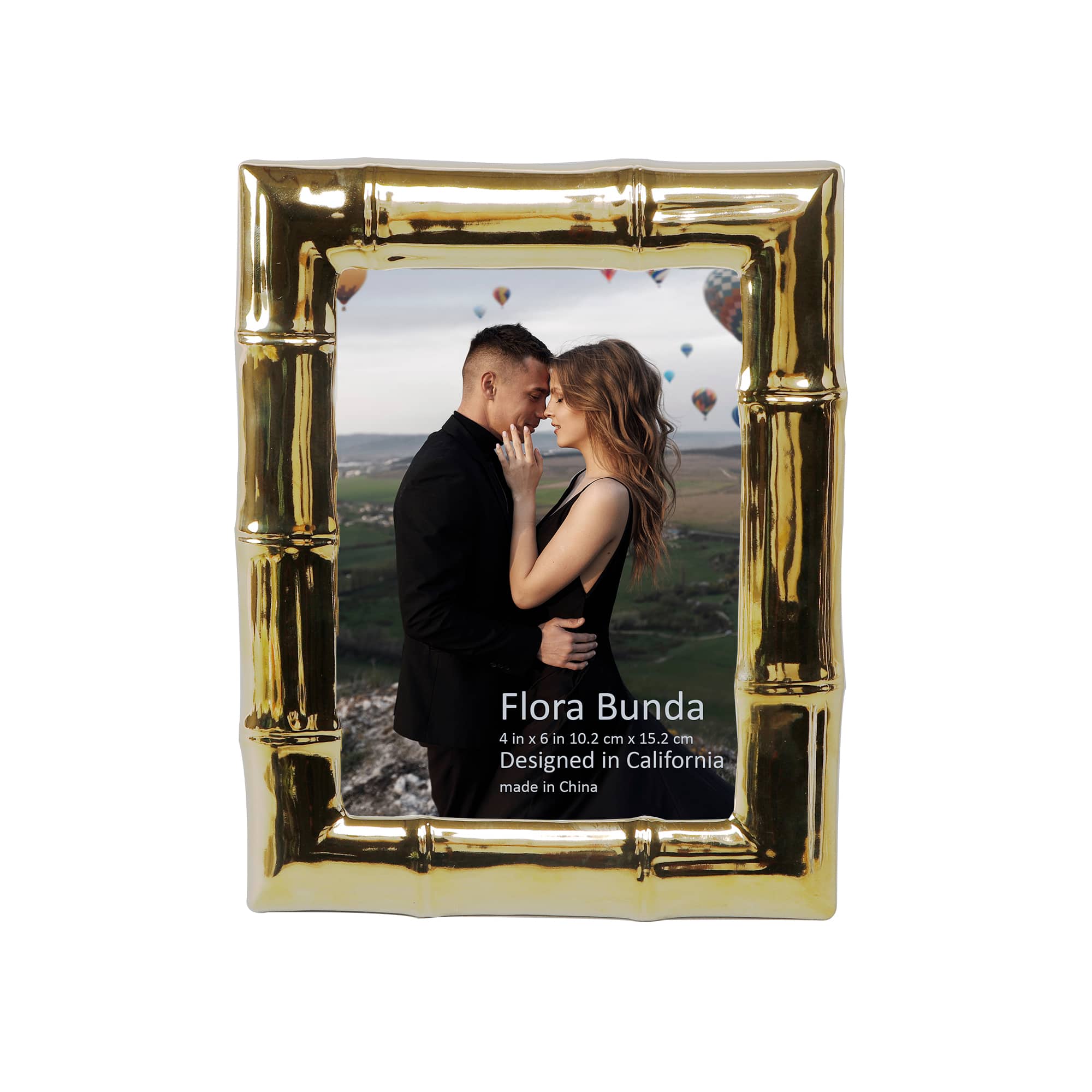 Flora Bunda® 4" x 6" Gold Bamboo Ceramic Frame