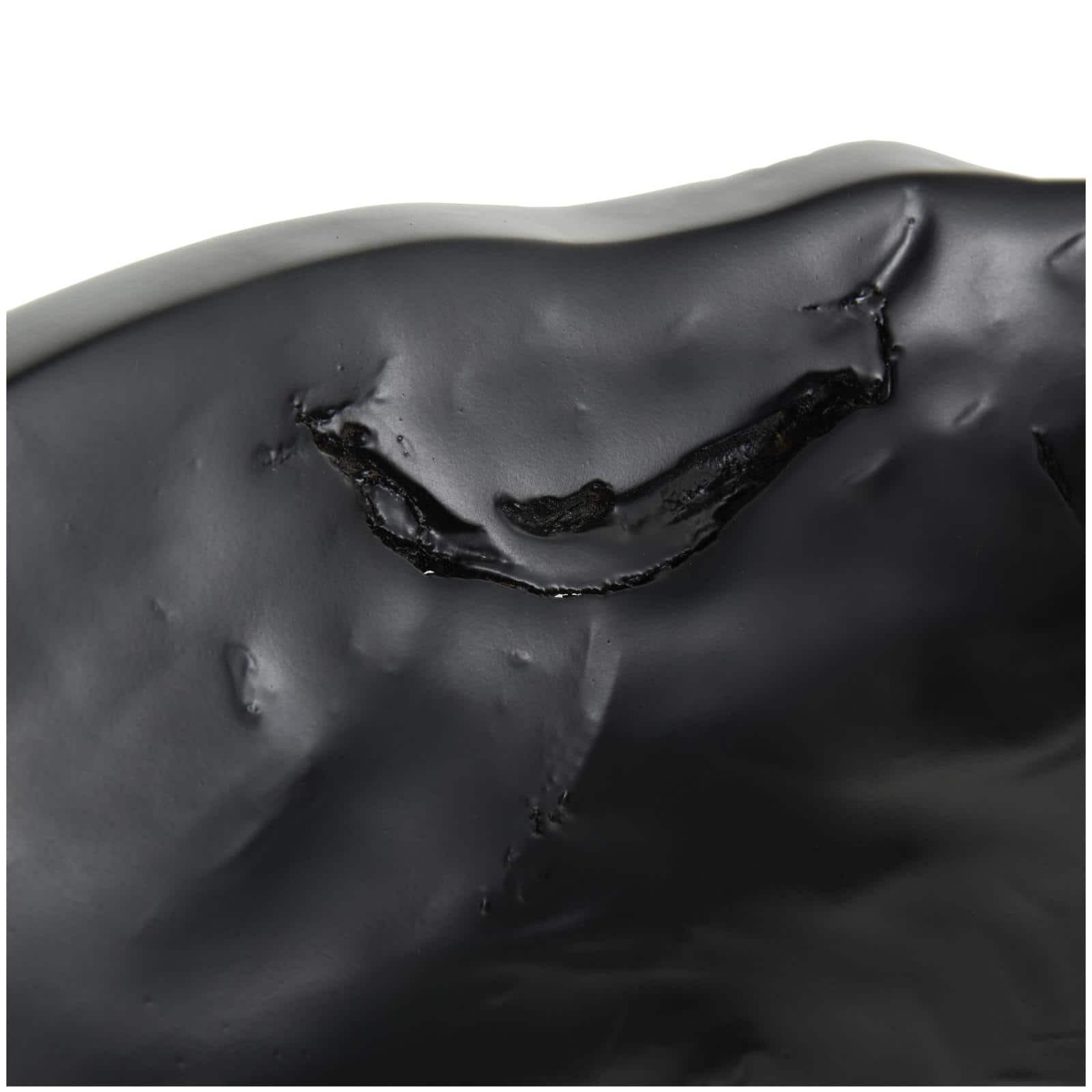 3.5" Black Teak Wood Handmade Live Edge Abstract Decorative Bowl