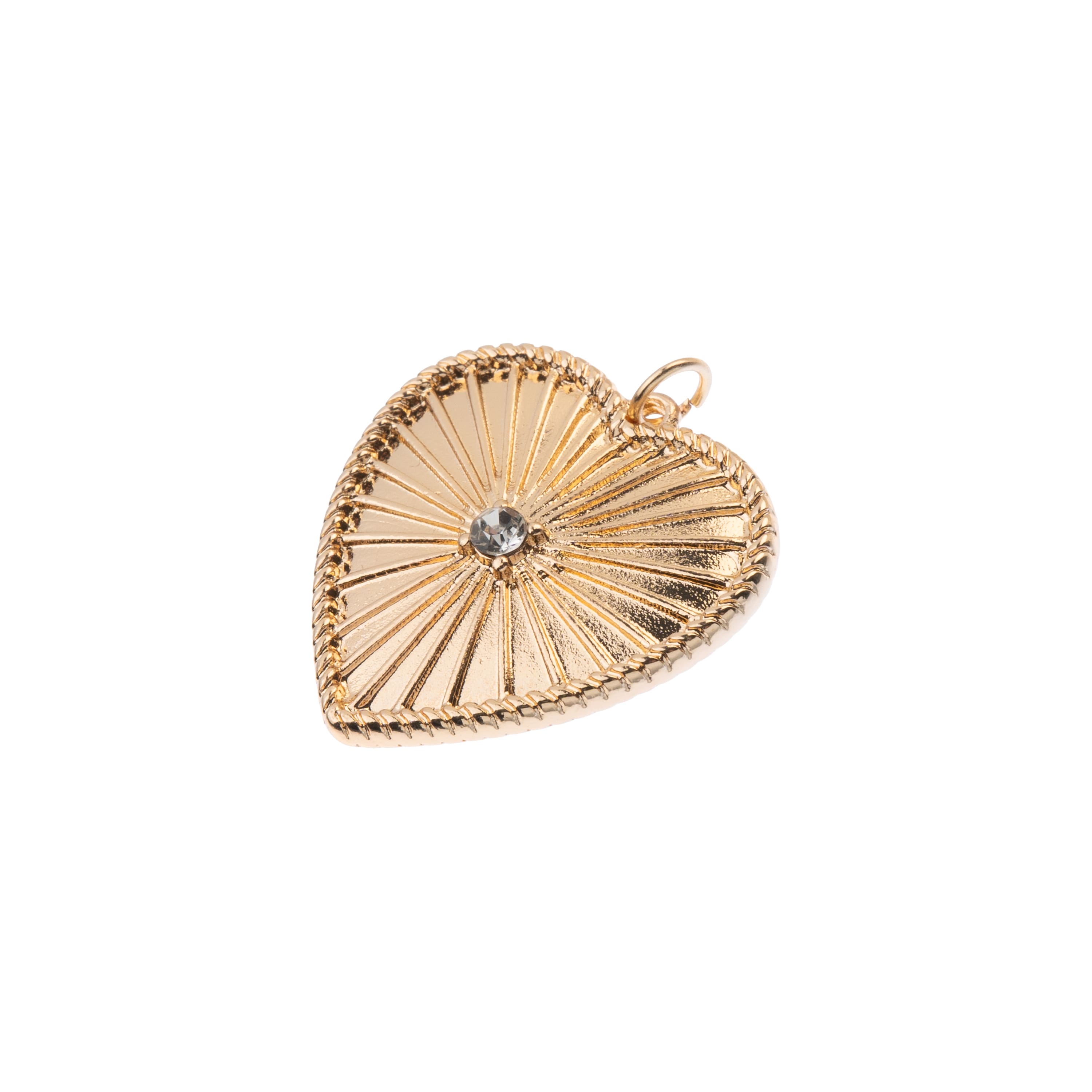 Gold & Rhinestone Starburst Metal Heart Pendant by Bead Landing™