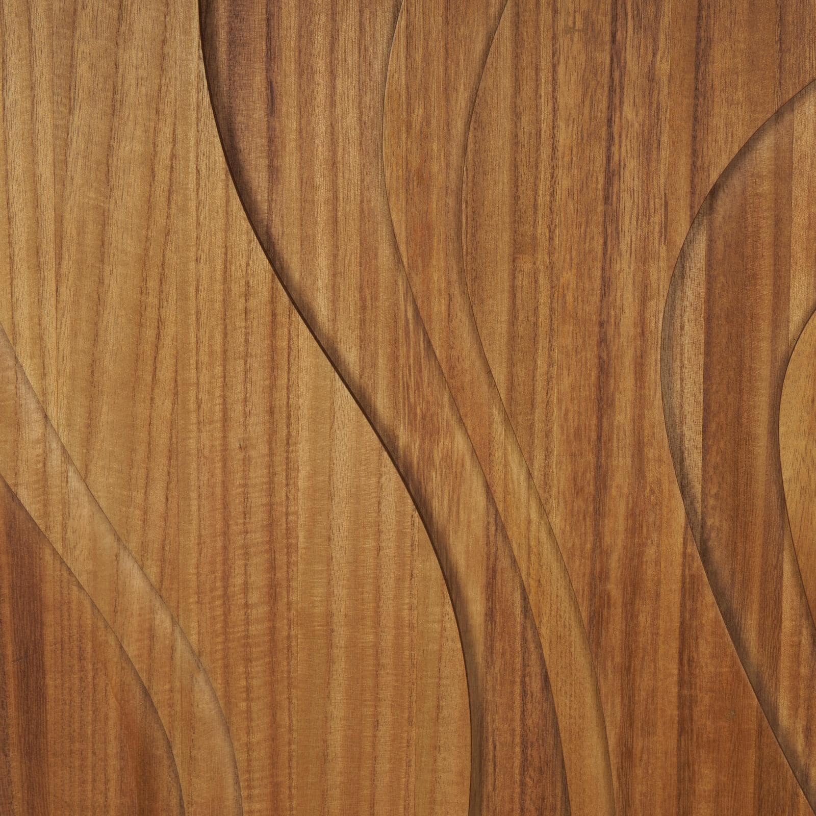 Brown Wooden Abstract Wavy Carved Wall Décor Set