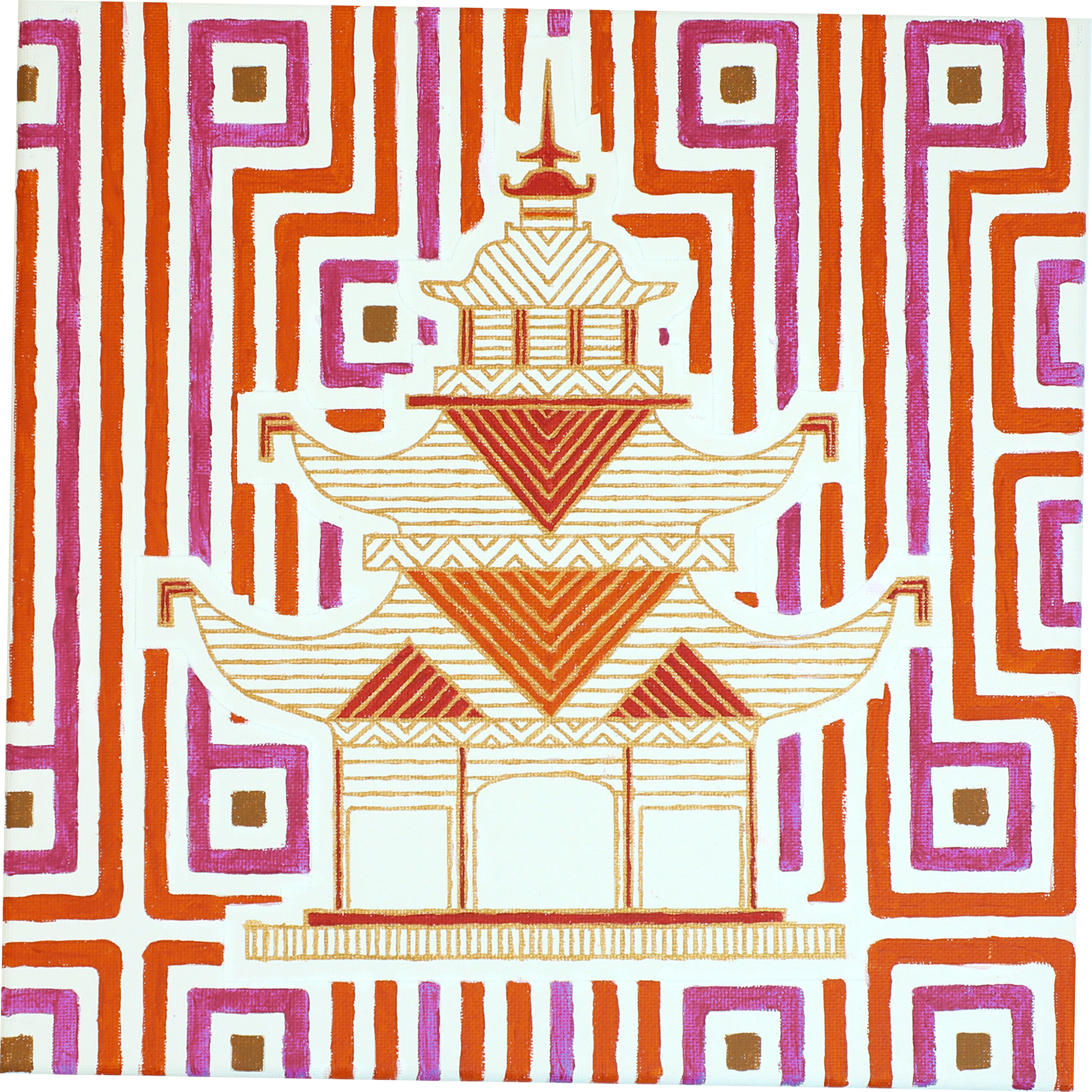 Jonathan Adler x Michaels 11" x 11" Luxembourg Pagoda Canvas Painting Kit