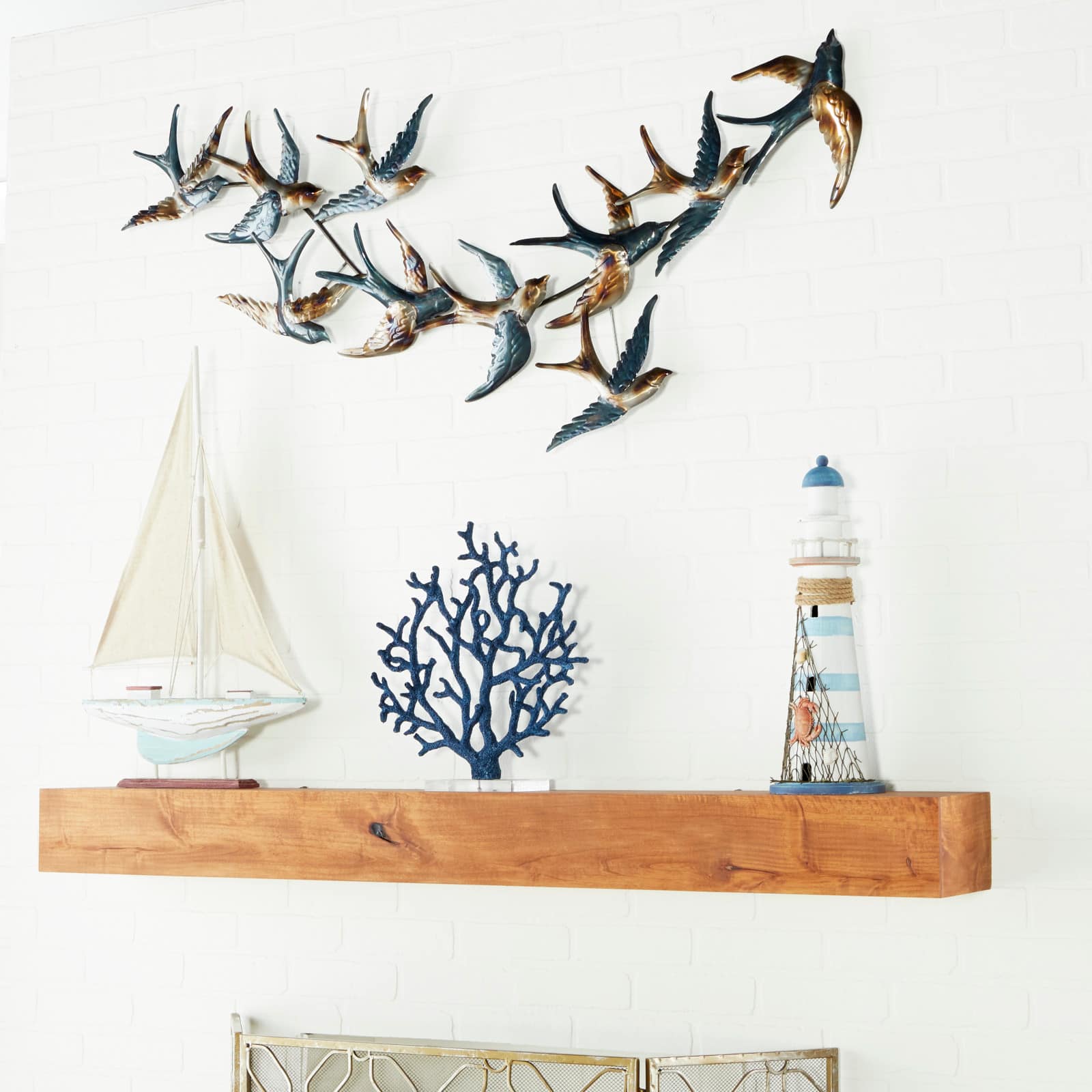 Black Iron Coastal Wall Decor, 27" x 52" x 3"