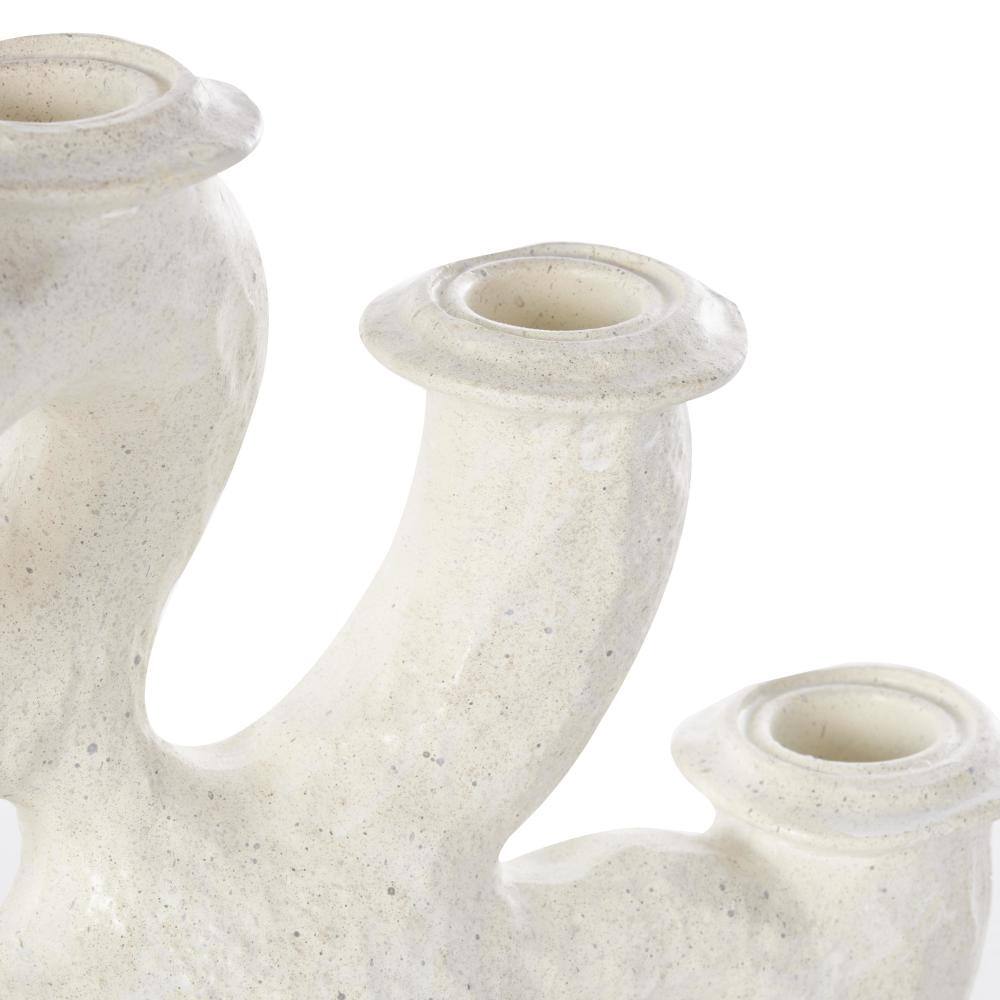 Cream Resin Abstract Textured Curvy Decorative Candelabra