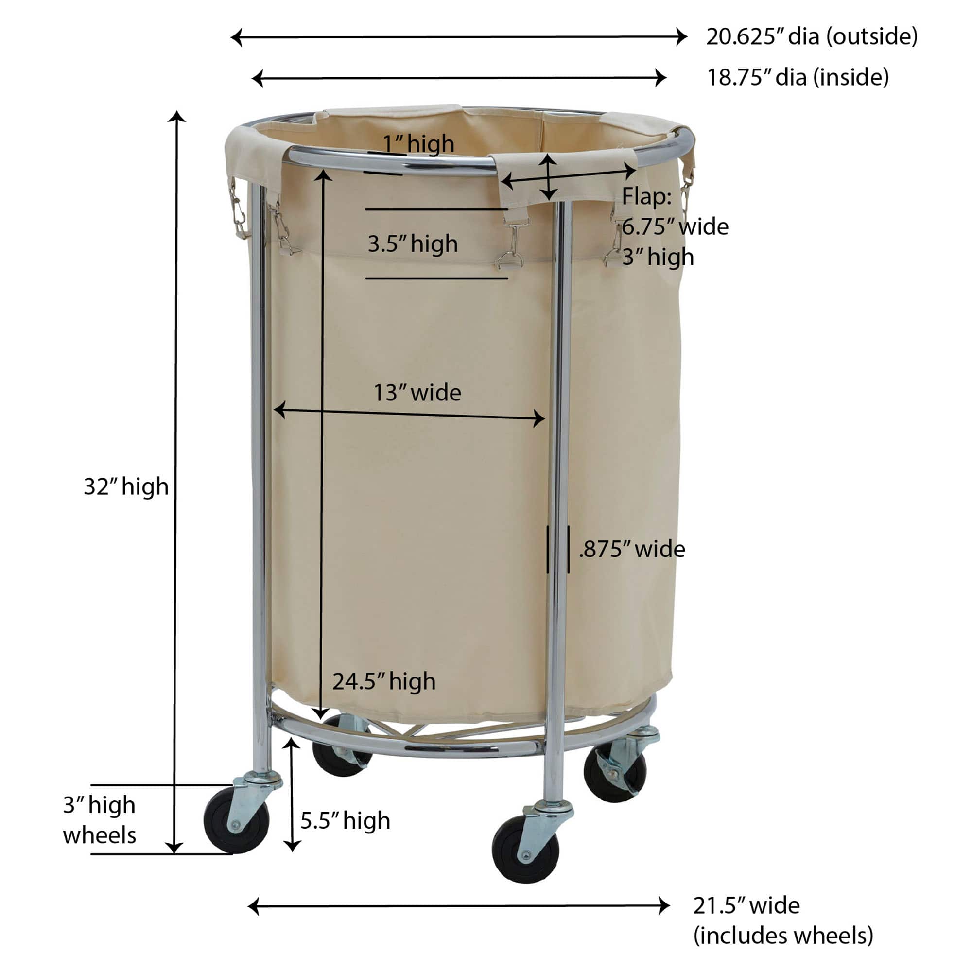 Household Essentials Round Laundry Basket with Wheels