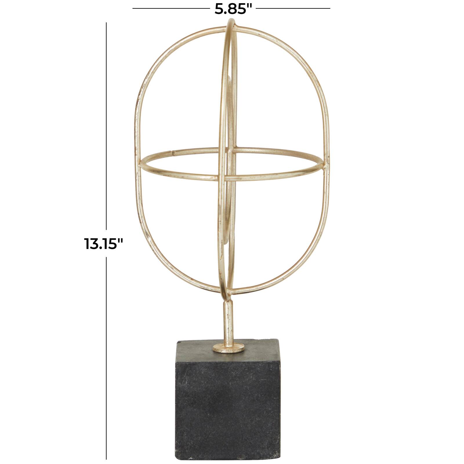 CosmoLiving by Cosmopolitan Gold Marble Contemporary Sculpture, 13" x 6" x 6"