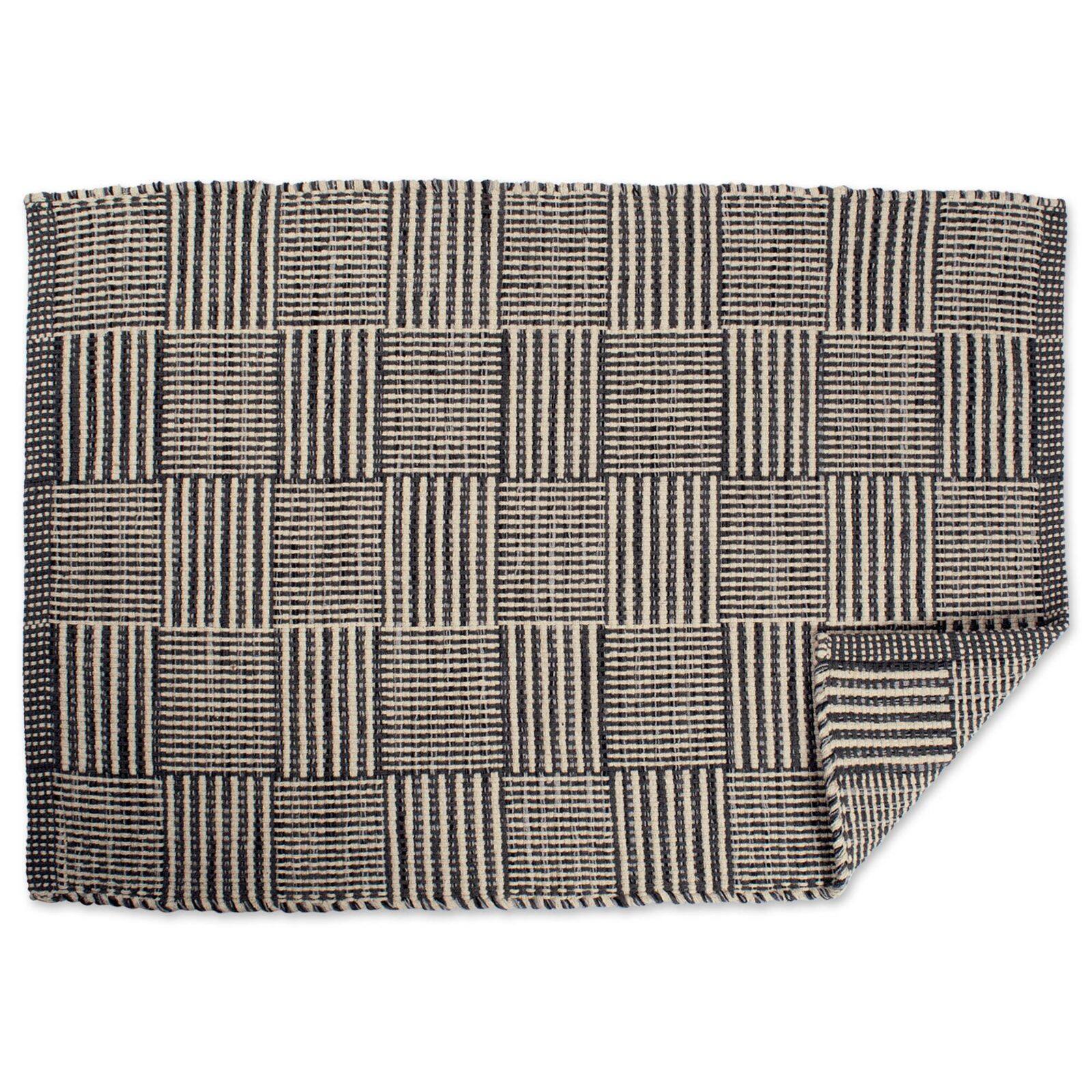 DII® Gray Squares Recycled Yarn Rug, 2ft. x 3ft.