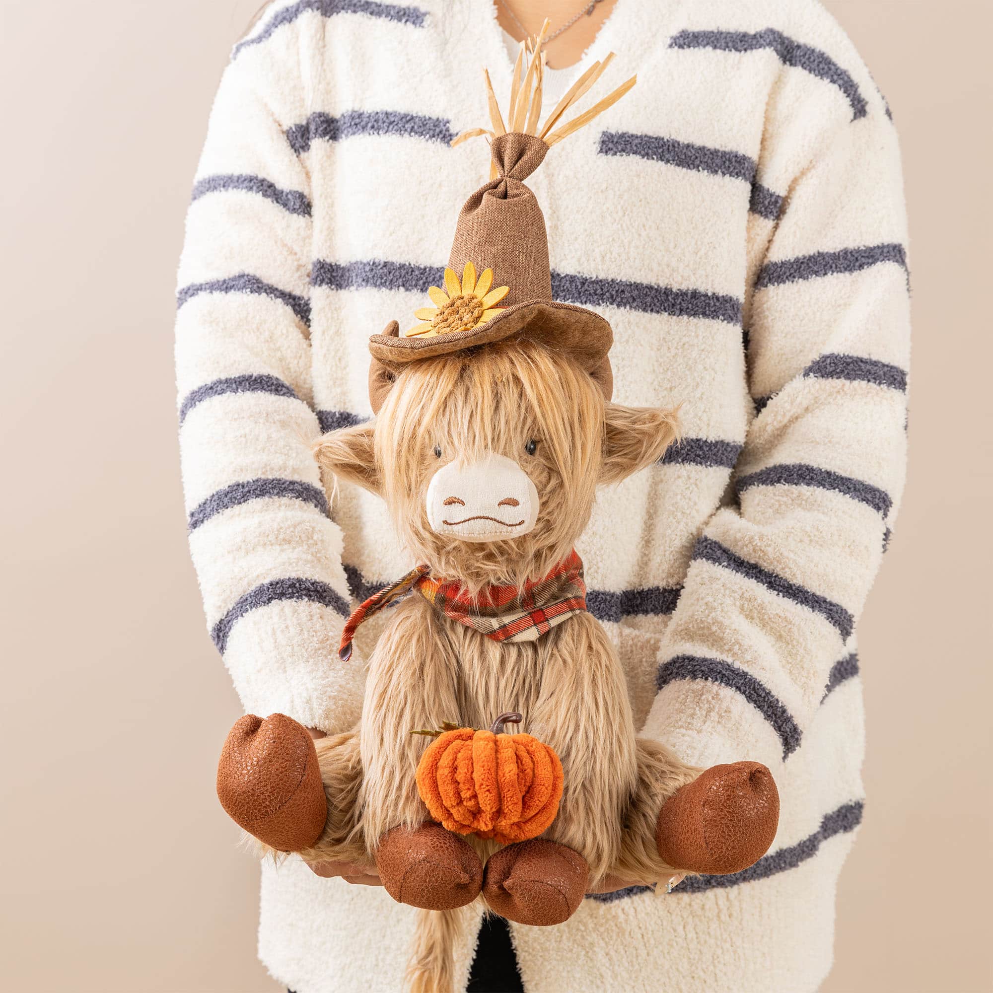 Glitzhome® 17.75" Fall Fabric Highland Cow Shelf Sitter