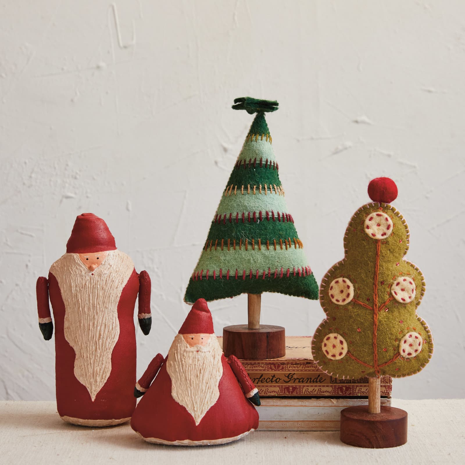 Hello Honey® 9" Red & Cream Tall Hand-Painted Canvas Santa