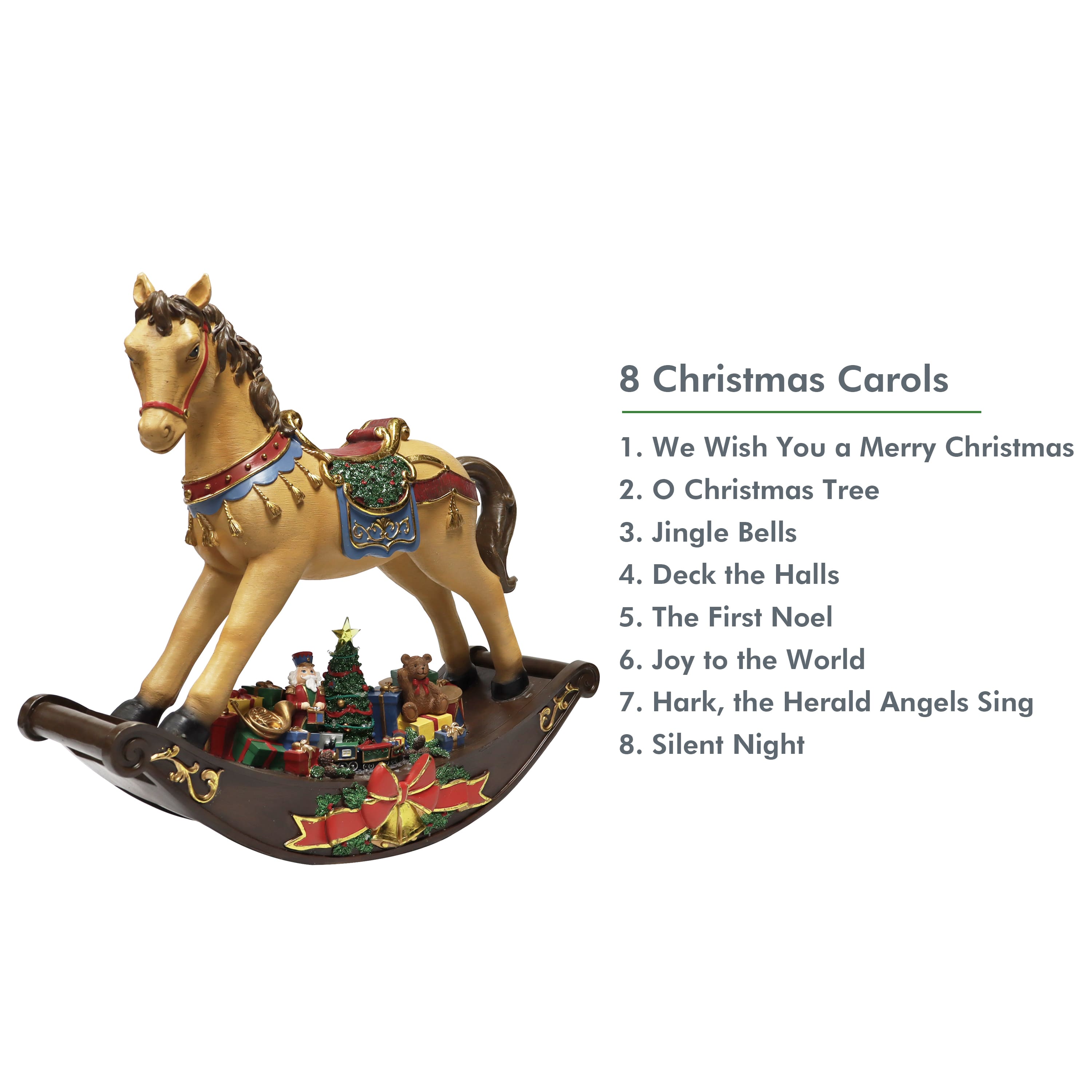 Moments in Time 19.5" Rocking Horse with Santa Placing Presents Scene