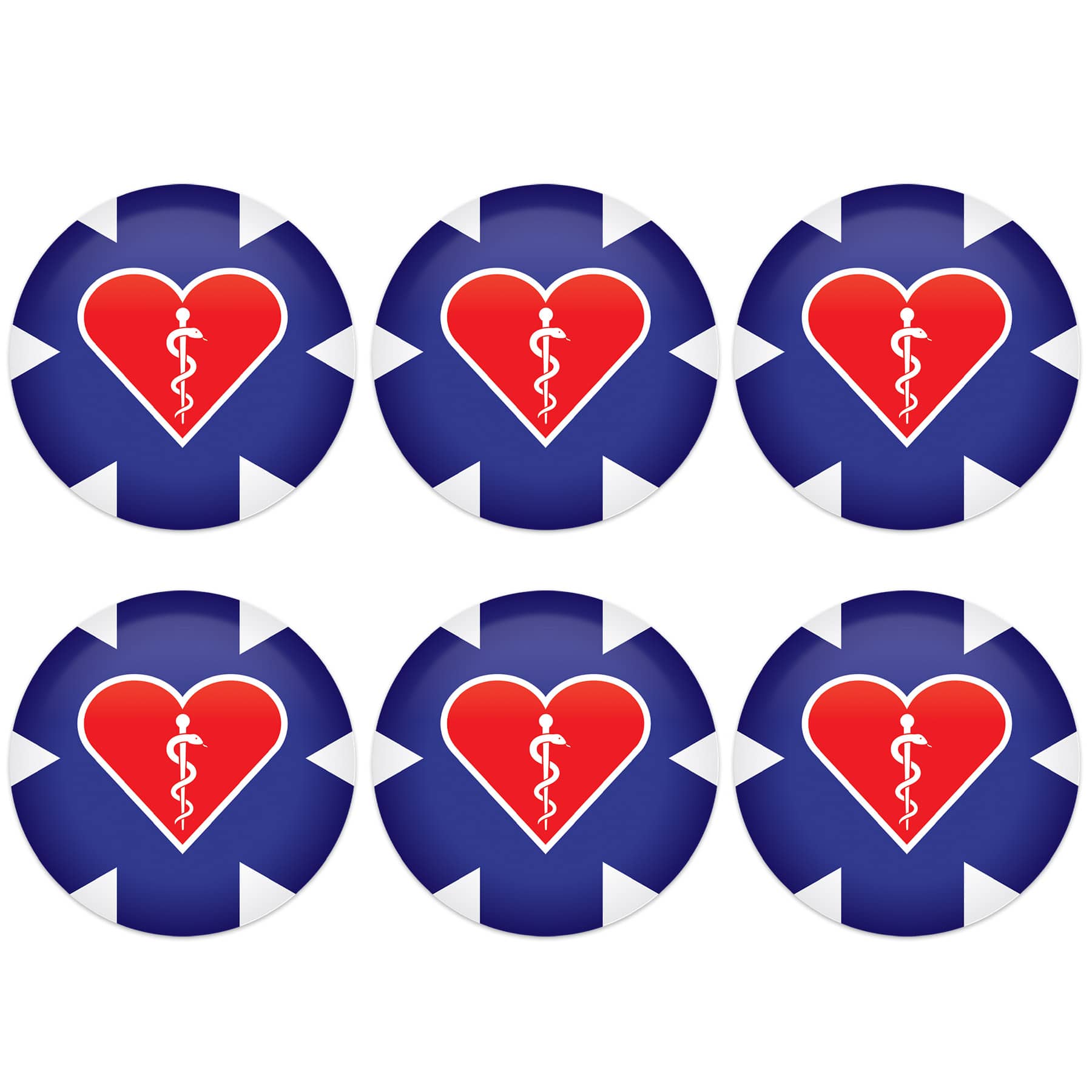 Beistle 2" Blue Medical Star Icon with Red Heart Buttons, 6ct.