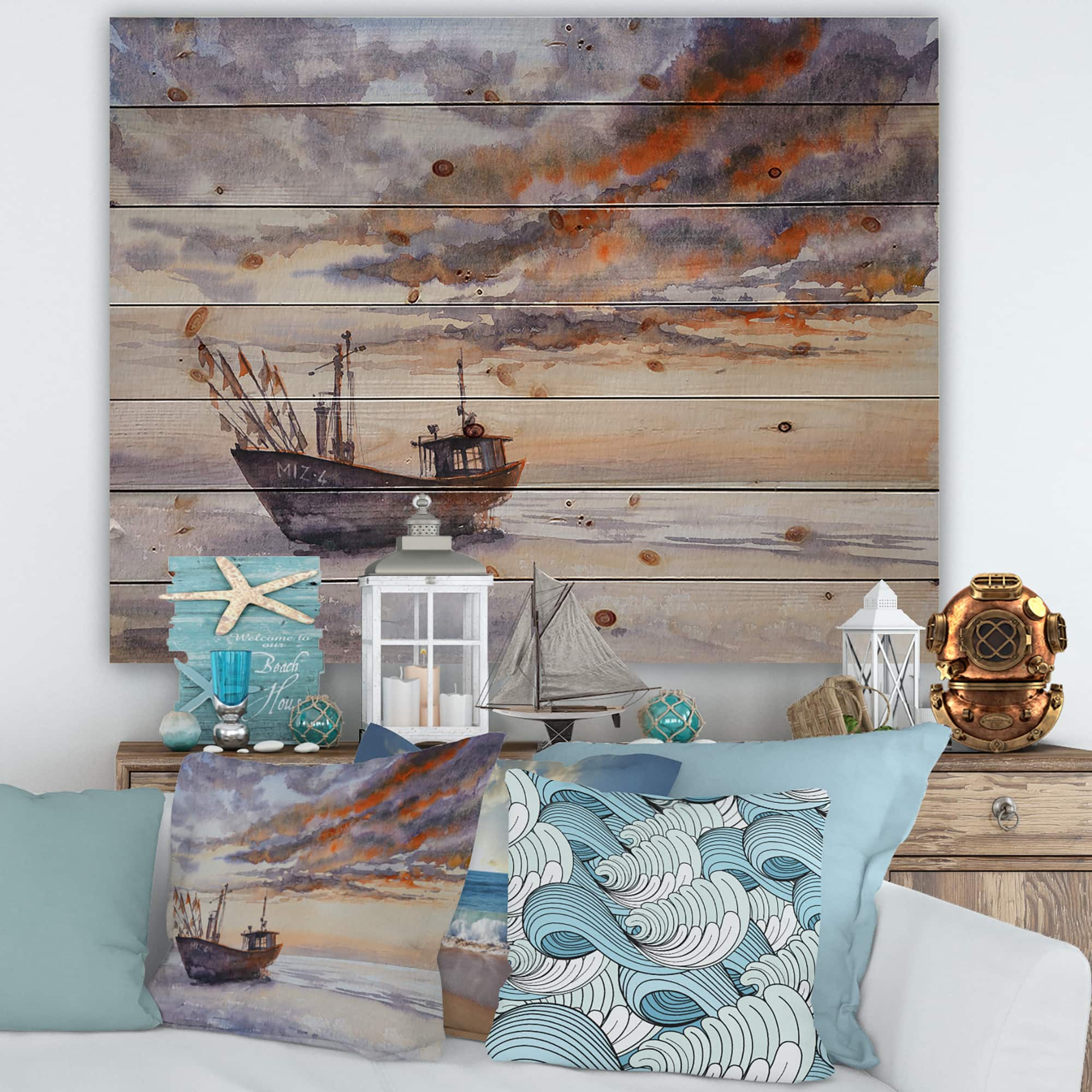 Designart - Wooden Fishing Boat On The Baltic Shore