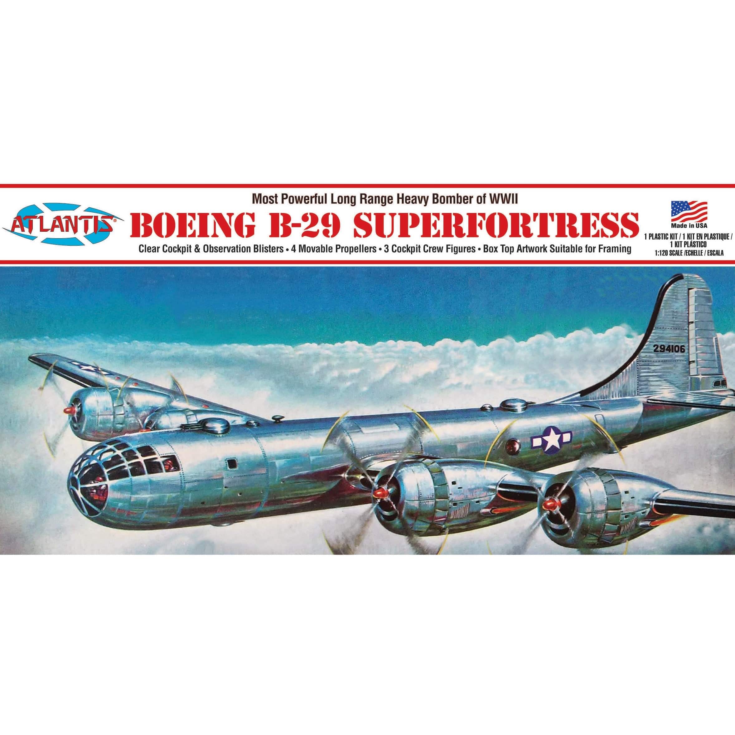 Atlantis® Boeing B-29 Superfortress Plastic Model Kit with Swivel Stand