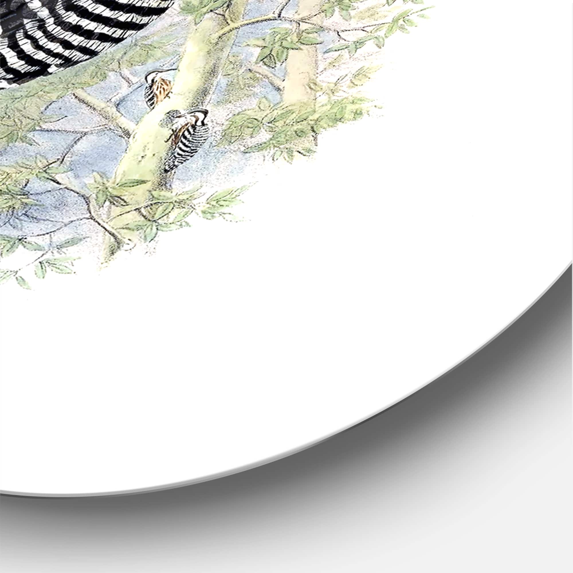 Designart - Vintage Birds In The Wild V - Traditional Metal Circle Wall Art