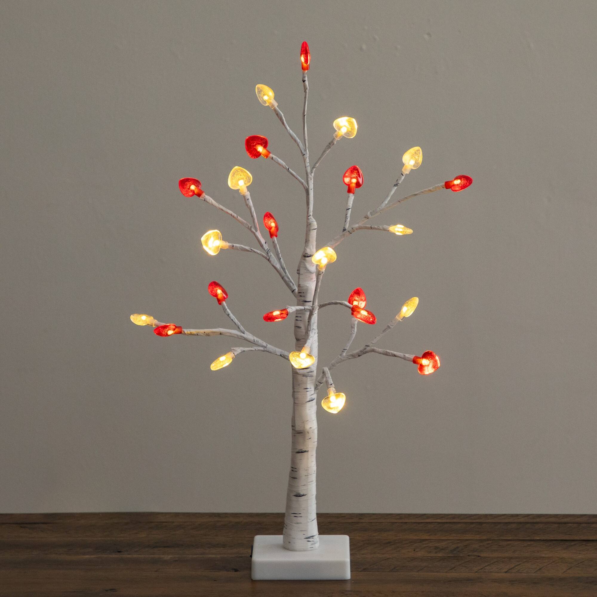 2ft. Pre-Lit Artificial Valentine's Day Twig Tree with 24 Red & White Heart-Shaped LED Lights