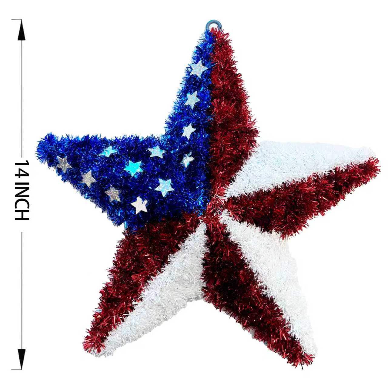 Red, White & Blue 14" US Flag Tinsel Star Wall Décor by Celebrate It™