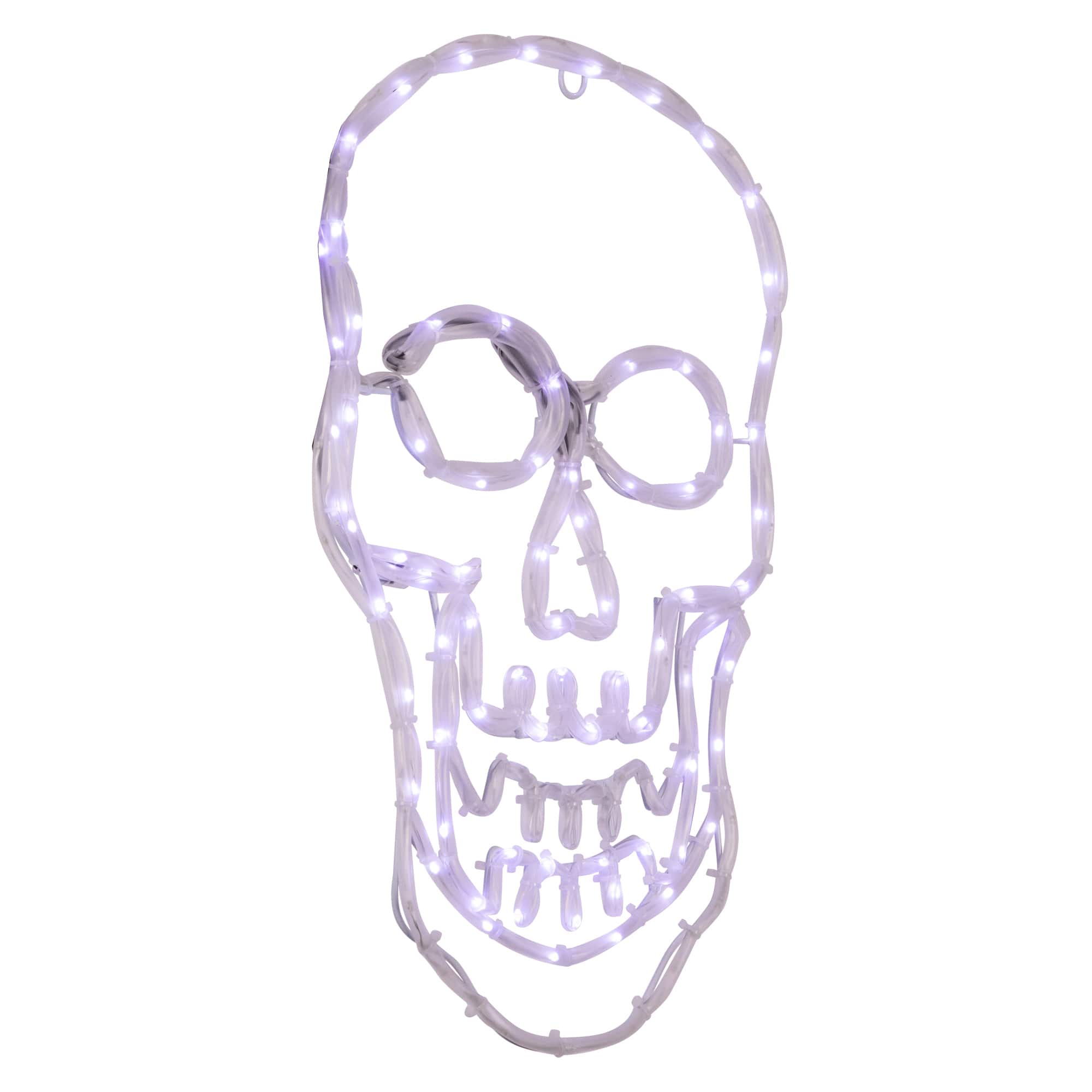 18" White Skull 4-Function LED Halloween Window Silhouette
