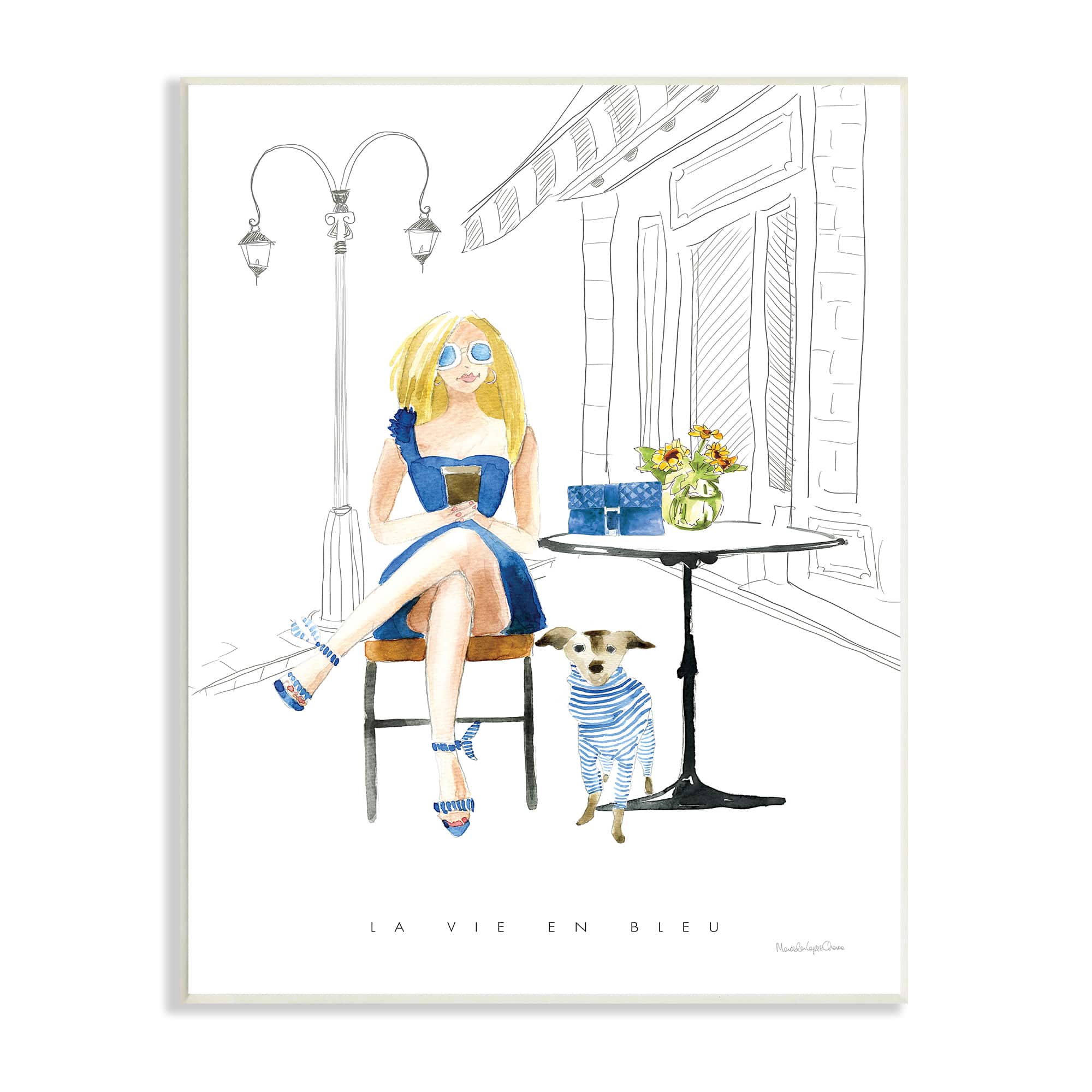 Stupell Industries La Vie En Bleu Parisian Glam Phrase Female Wall Plaque