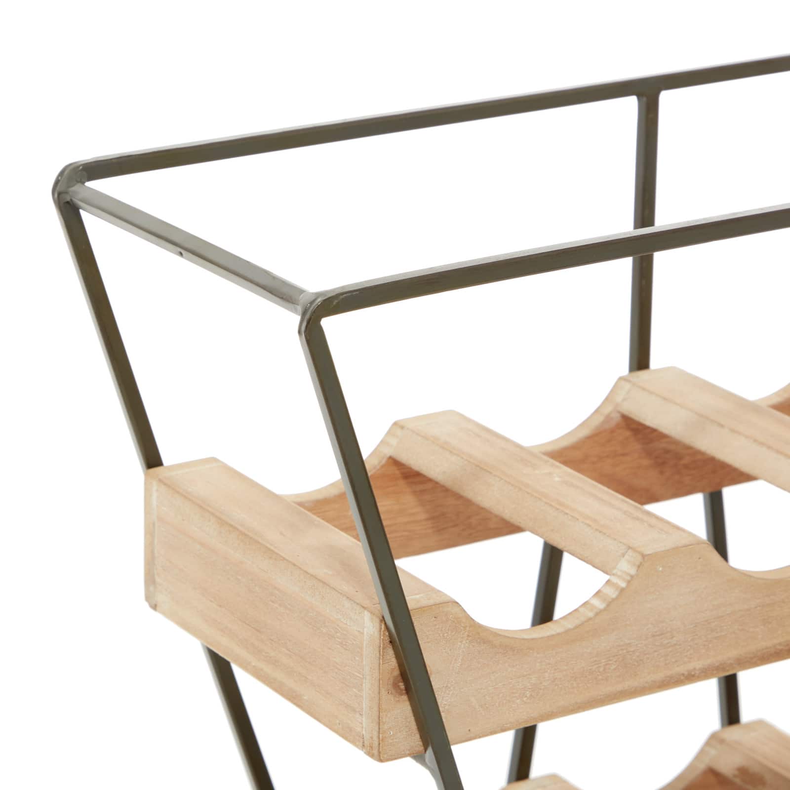 19" Brown Wood Industrial Wine Rack