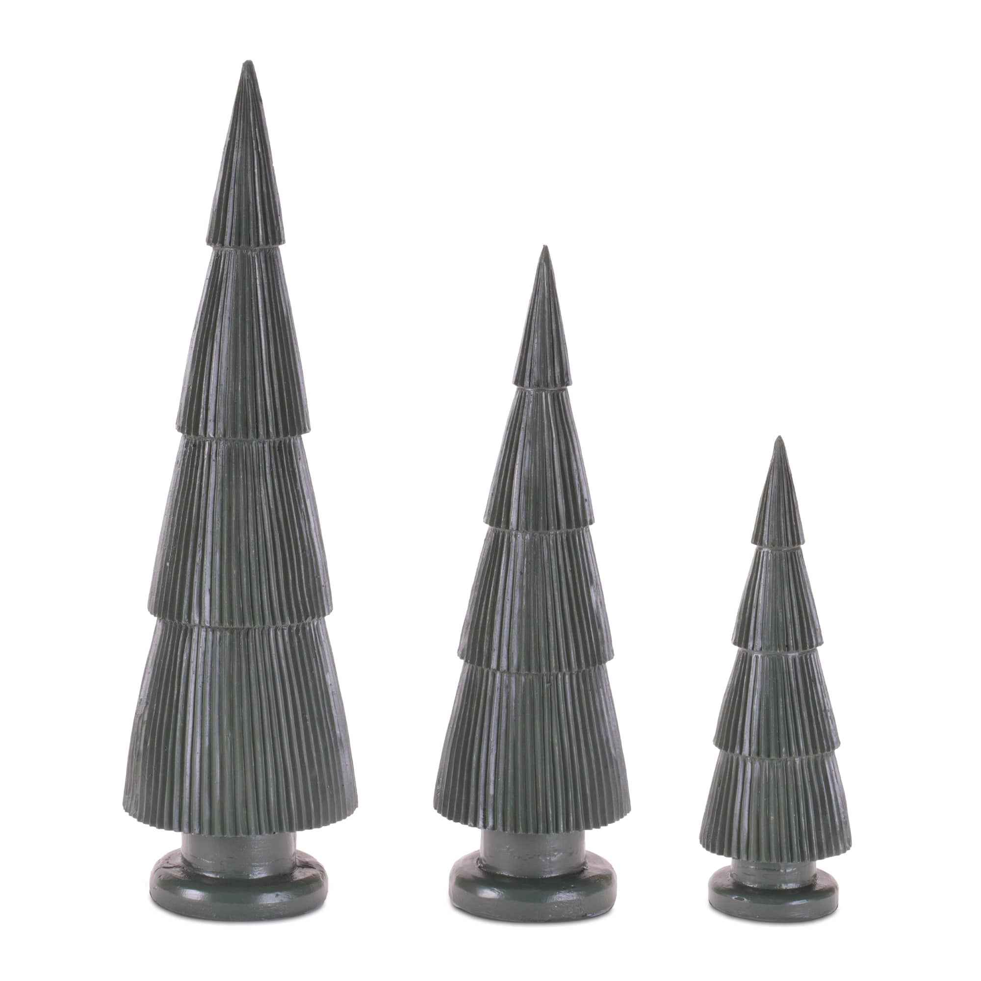 Melrose Green Ribbed Resin Christmas Tree Set