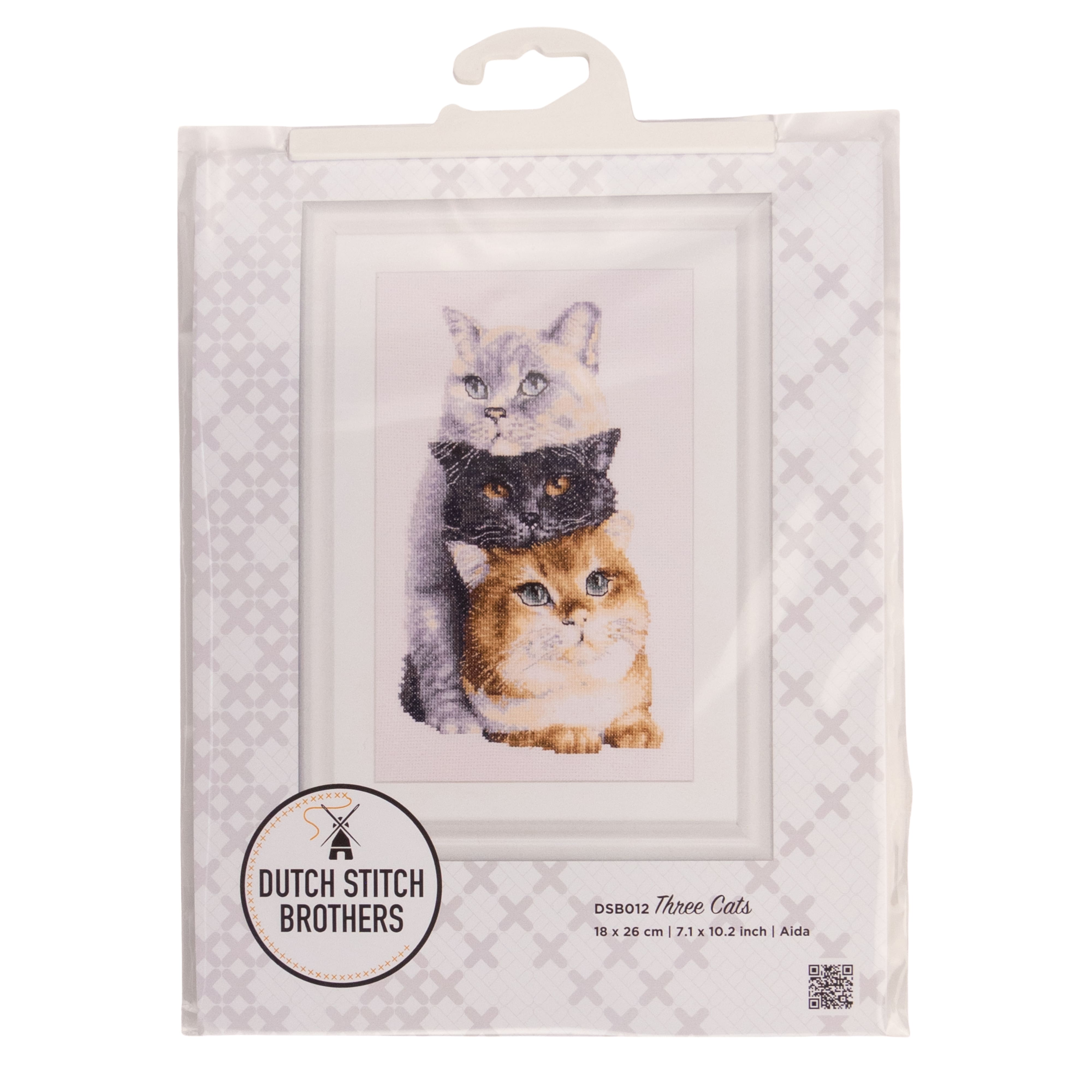 Thea Gouverneur Since 1959® Charming Cat Trio Counted Cross Stitch Kit