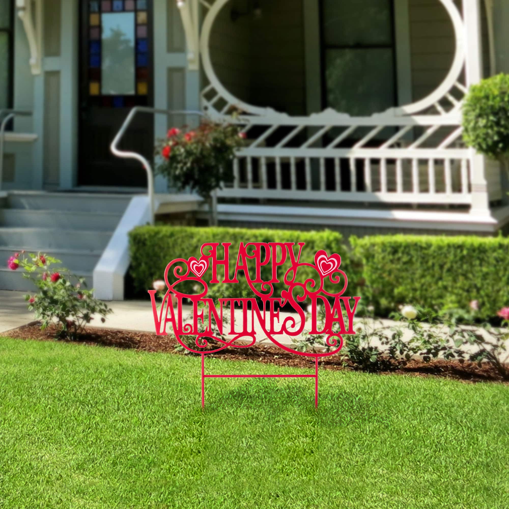 Glitzhome® 23.25" Metal Happy Valentine's Day Yard Stake
