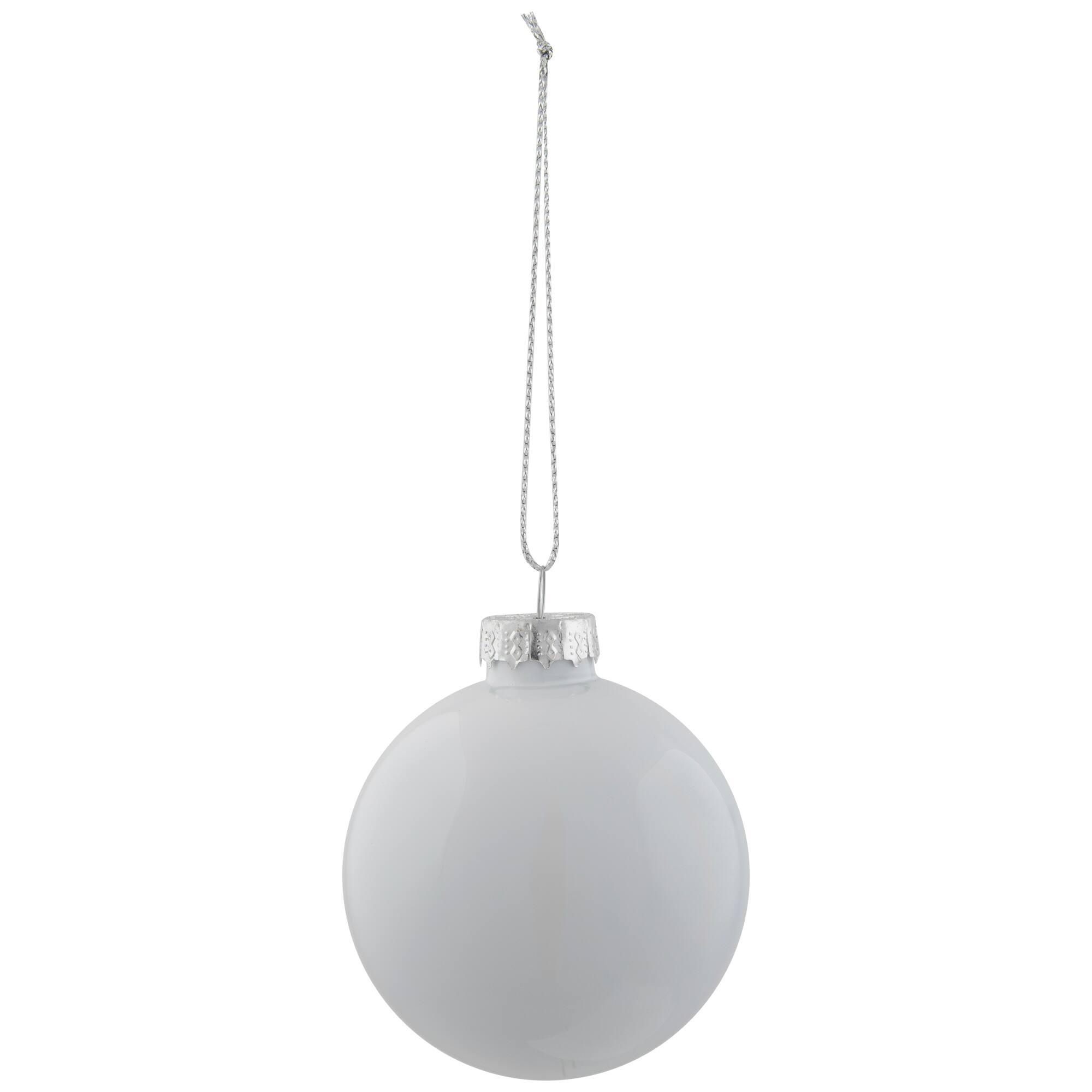 9ct. 2.5" Shiny & Matte White Glass Ball Ornaments
