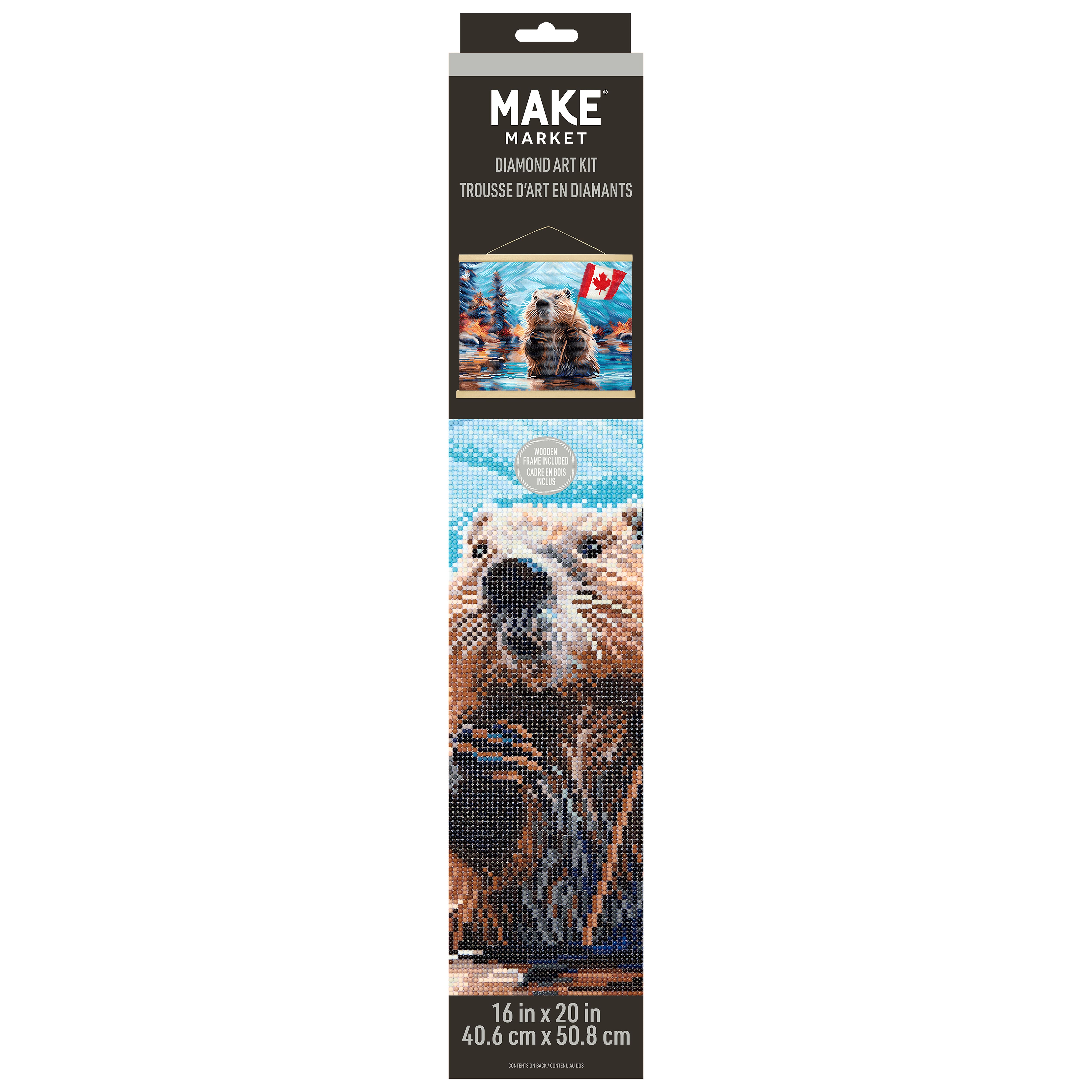 16" x 20" Canada Beaver Diamond Art Kit with Wood Frame by Make Market®