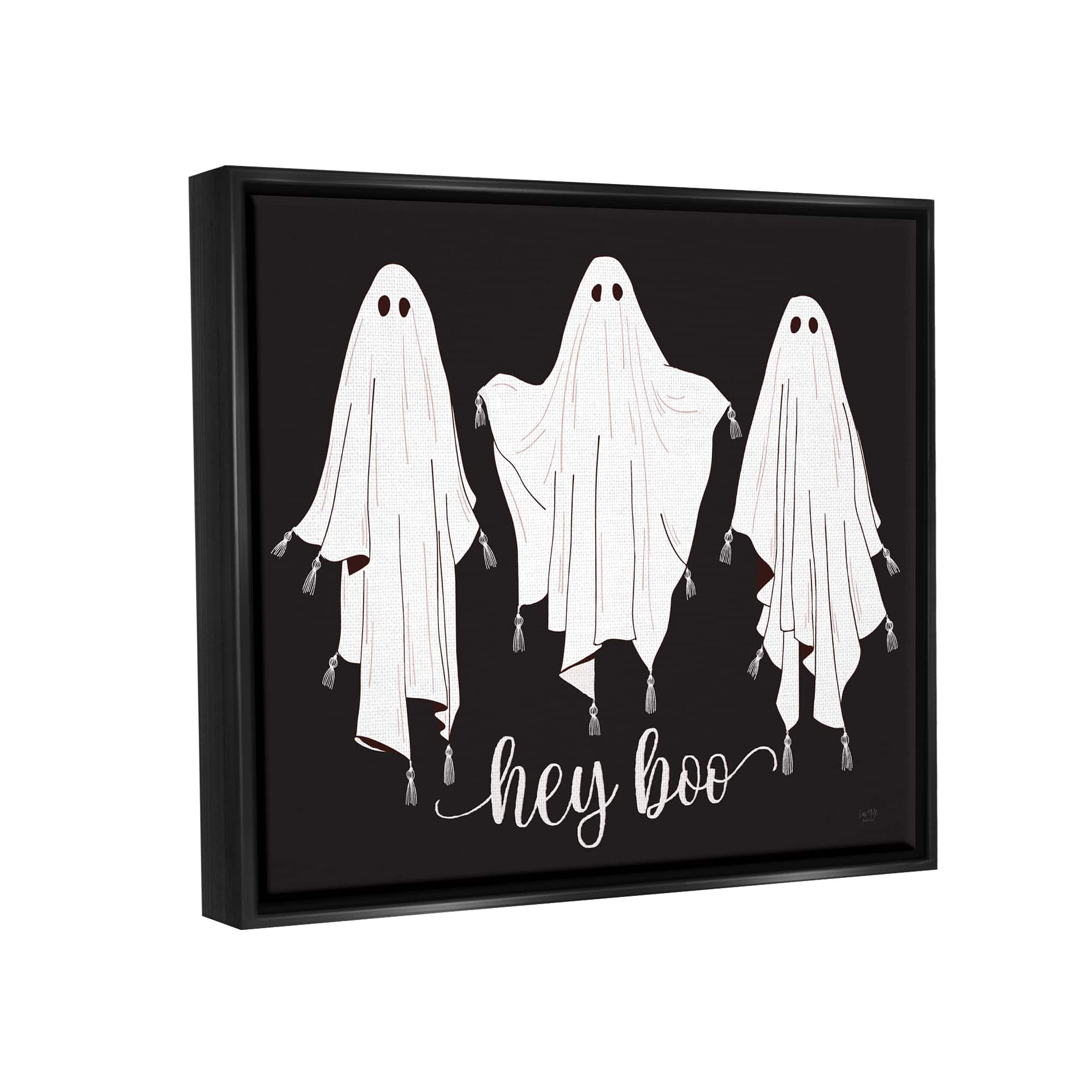Stupell Industries Hey Boo Three Ghosts Framed Floater Canvas Wall Art